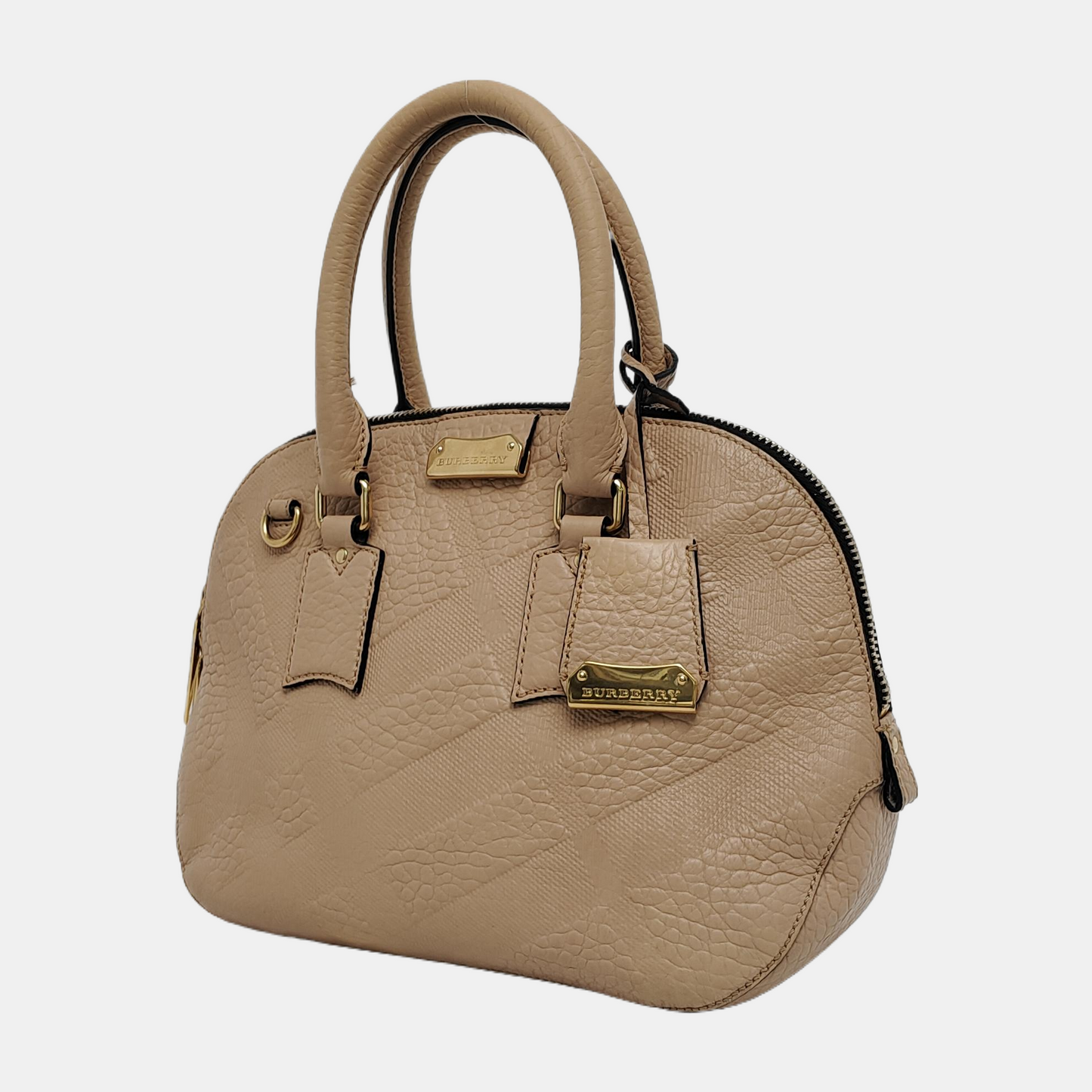 BURBERRY Sartorial Orchard Small size Nude Pink Cowhide Tote Bag Single Shoulder Bag Crossbody Golden hardware-(SKU)-943770411