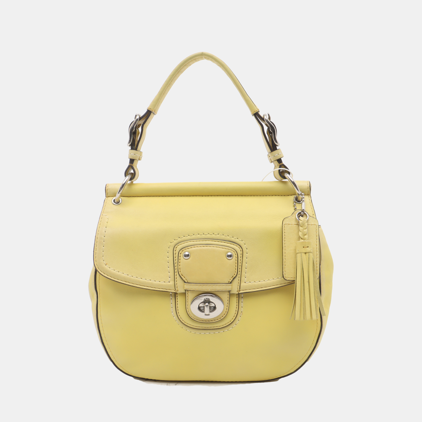 COACH WILLIS Yellow Leather Fringe Weaved Handbag Silver Hardware-(SKU)-937311657