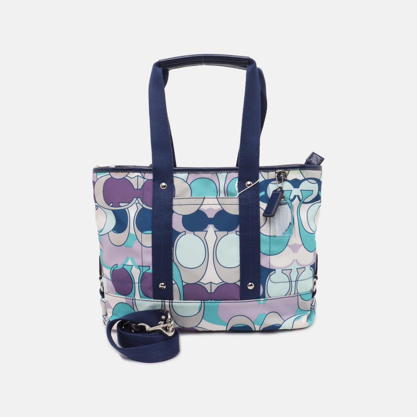 COACH Tote bag Multicolor Nylon Printed Studs Shoulder Bag Handbag Silver Hardware Removable shoulder strap-(SKU)-939946871