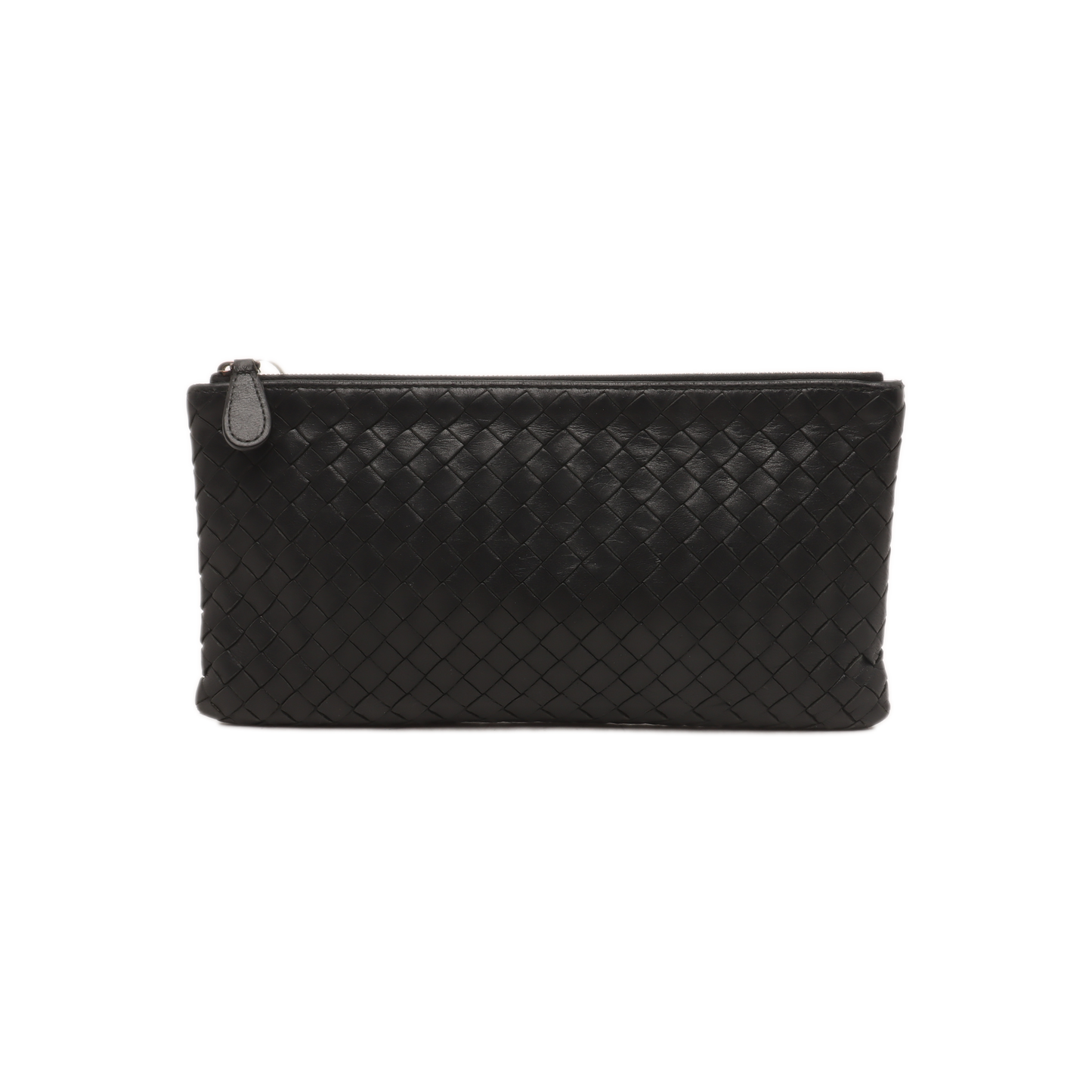 BOTTEGA VENETA Black Calf Leather Woven Clutch Black hardware-(SKU)-14277018