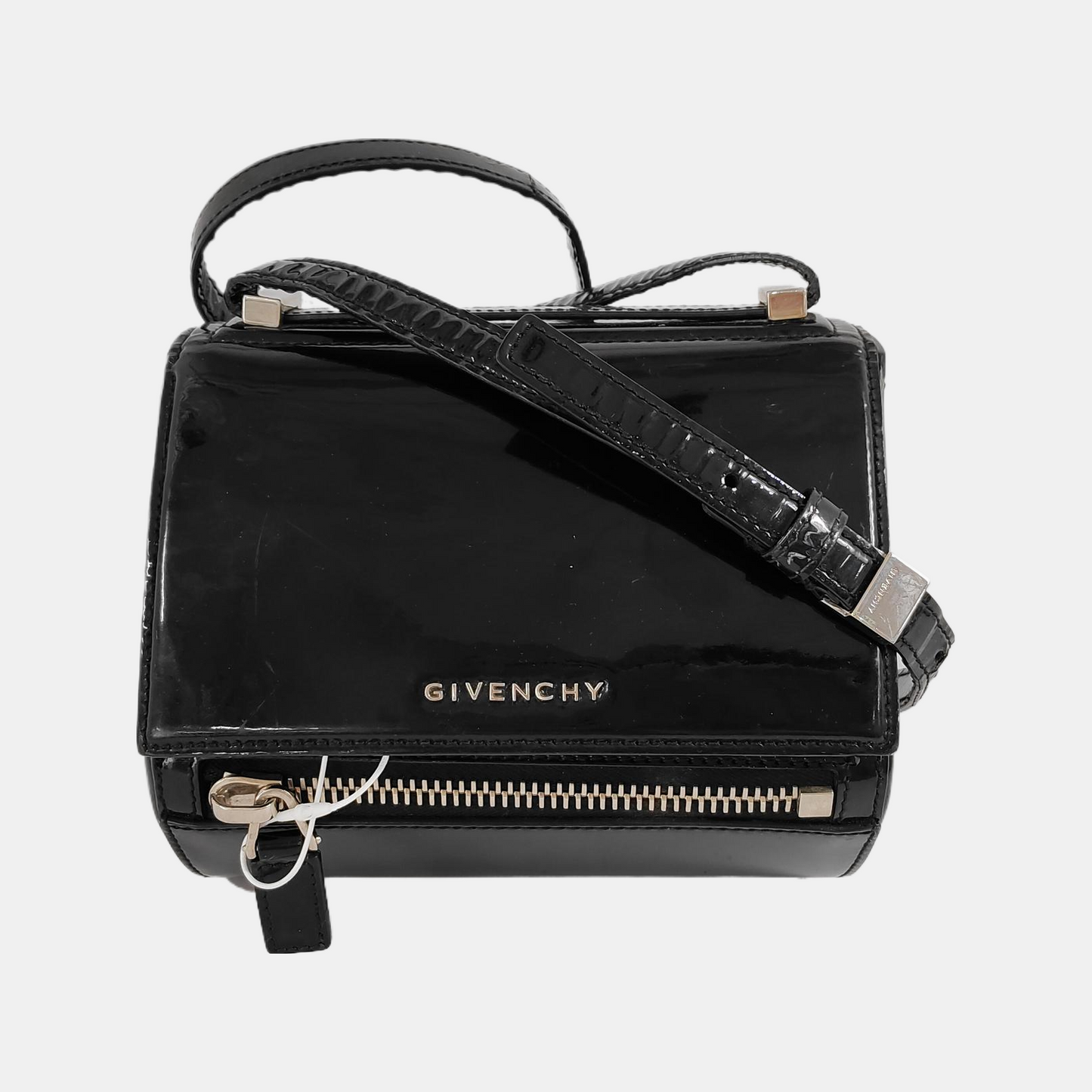 GIVENCHY Pandora Black Leather Crossbody Bag Single Shoulder Bag Silver Hardware Removable shoulder strap-(SKU)-946136707