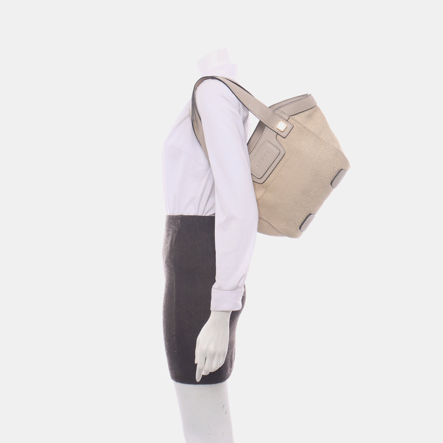 LOEWE Beige Canvas Single Shoulder Bag Handbag Golden hardware-(SKU)-14006993