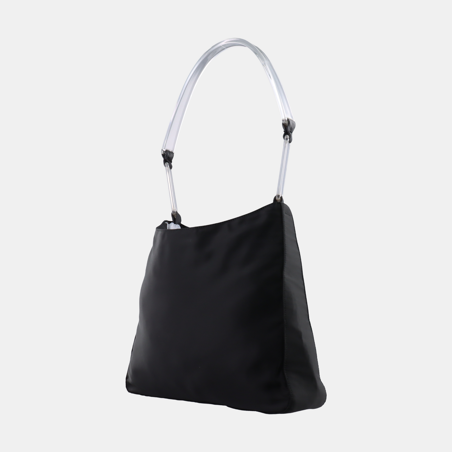 PRADA Black Nylon Single Shoulder Bag Tote Bag Silver Hardware-(SKU)-933583298