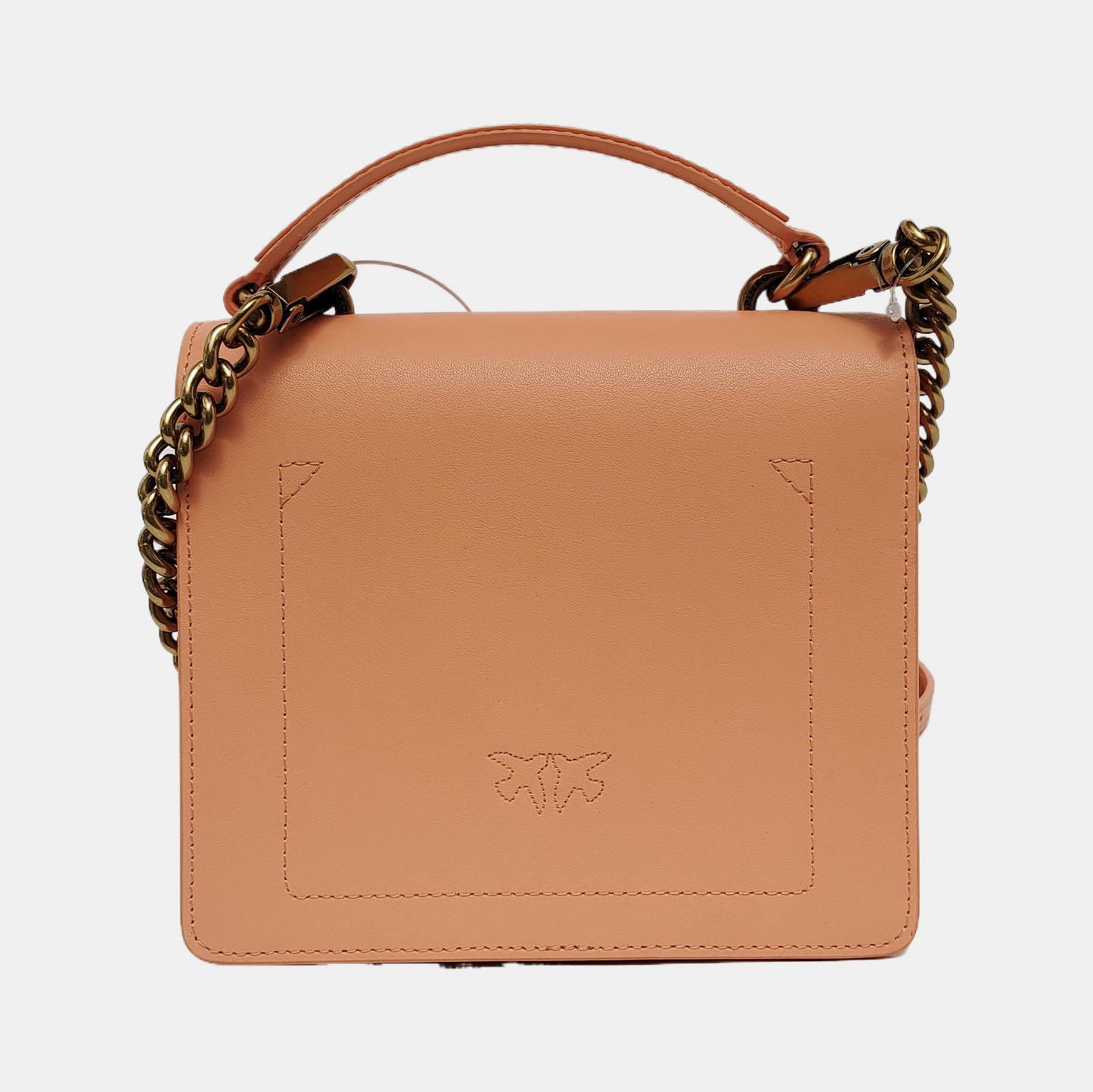 PINKO Tangerine Pink Cowhide Sling Bag Single Shoulder Bag Tote Bag Golden hardware Removable shoulder strap-(SKU)-944691332