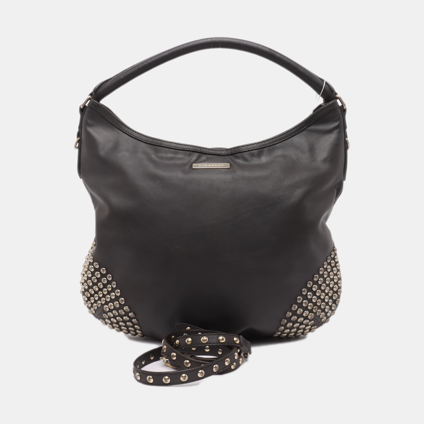 BURBERRY Ledbury Heritage Brown cowhide studded single shoulder bag handbag Golden hardware Removable shoulder strap-(SKU)-13122378