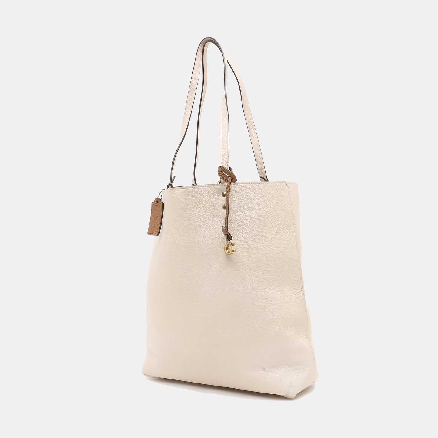 COACH Tote bag White Cowhide Single Shoulder Bag Tote Golden hardware-(SKU)-929655496