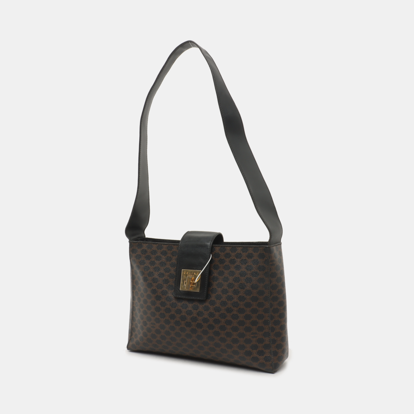 CELINE Tote bag Dark brown coated canvas Arc de Triomphe shoulder bag/handbag Golden hardware-(SKU)-935906004