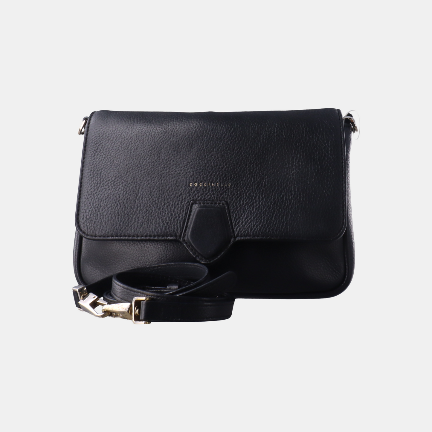 COCCINELLE Black Leather Single Shoulder Bag Golden hardware Removable shoulder strap-(SKU)-14421257