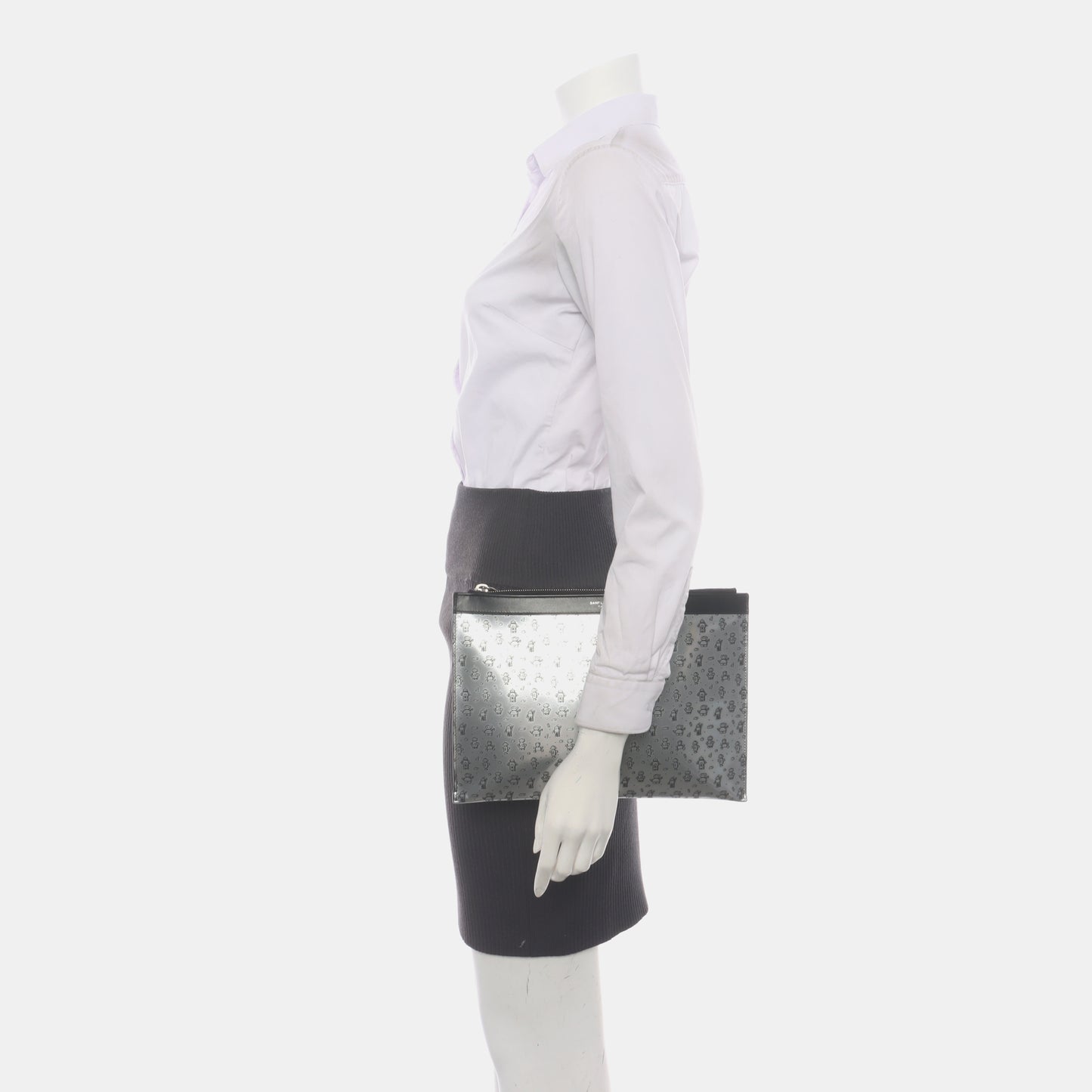 YSL Silver Cowhide Printed Handbag Silver Hardware-(SKU)-935155729