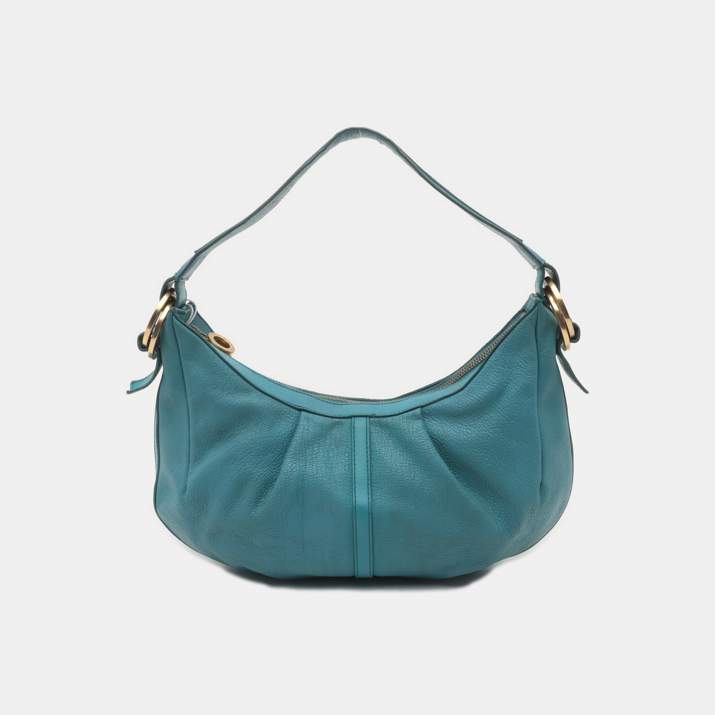 BVLGARI Light Blue Cowhide Single Shoulder Bag Golden hardware-(SKU)-935263487