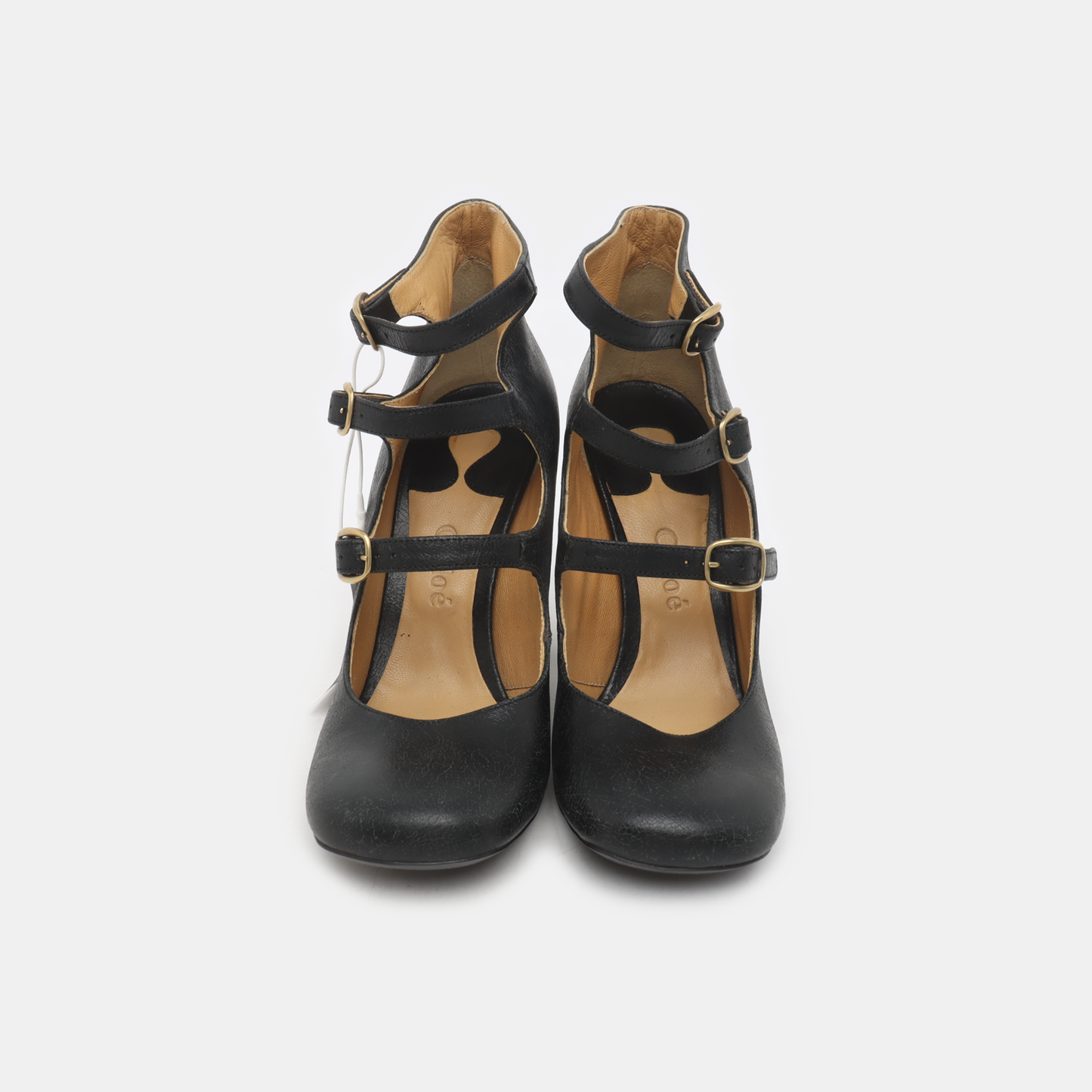 Chloé 38code Autumn and Spring Black Leather Women's High Heels-(SKU)-928396042