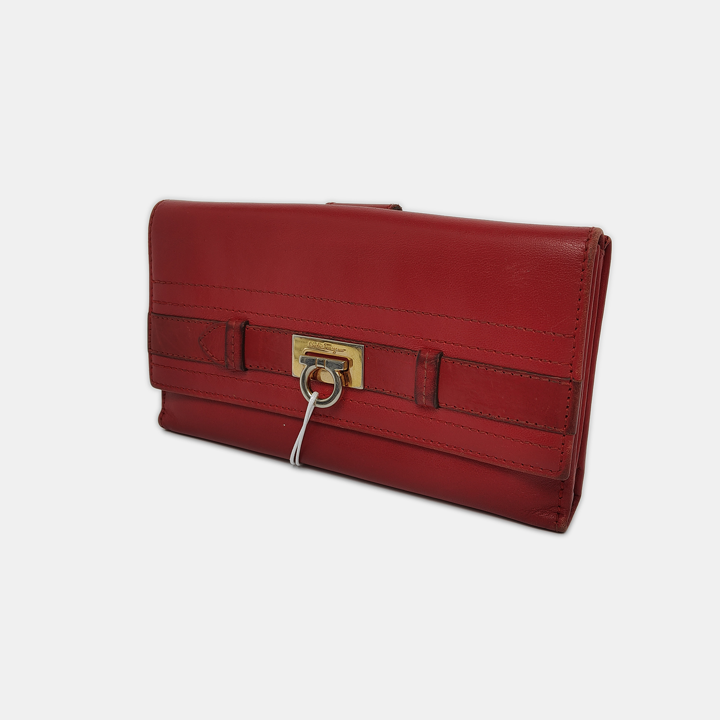 FERRAGAMO Red Leather Wallet Golden hardware-(SKU)-940253959