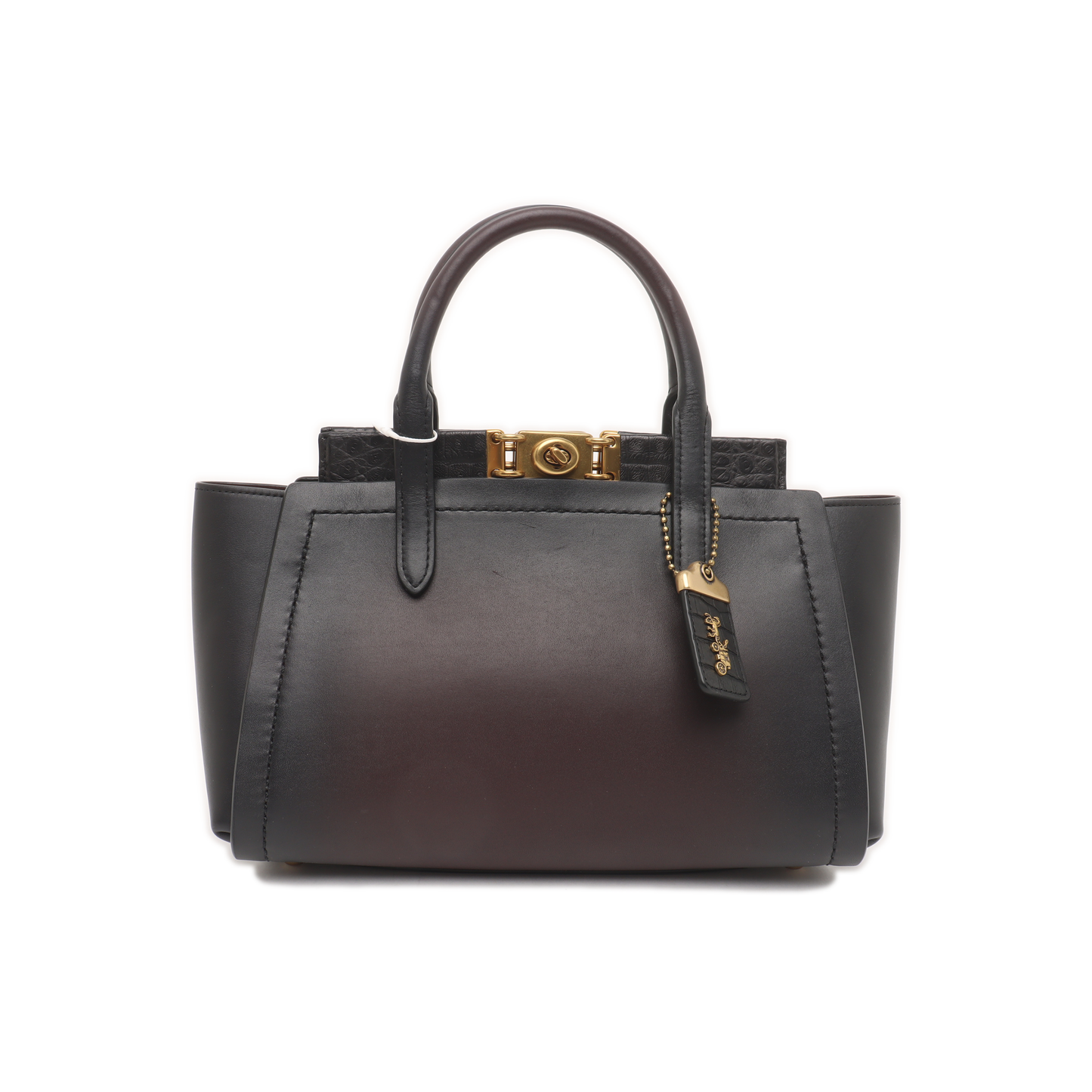 COACH TROUPE Black Leather Grooved Handbag Golden hardware-(SKU)-933725154