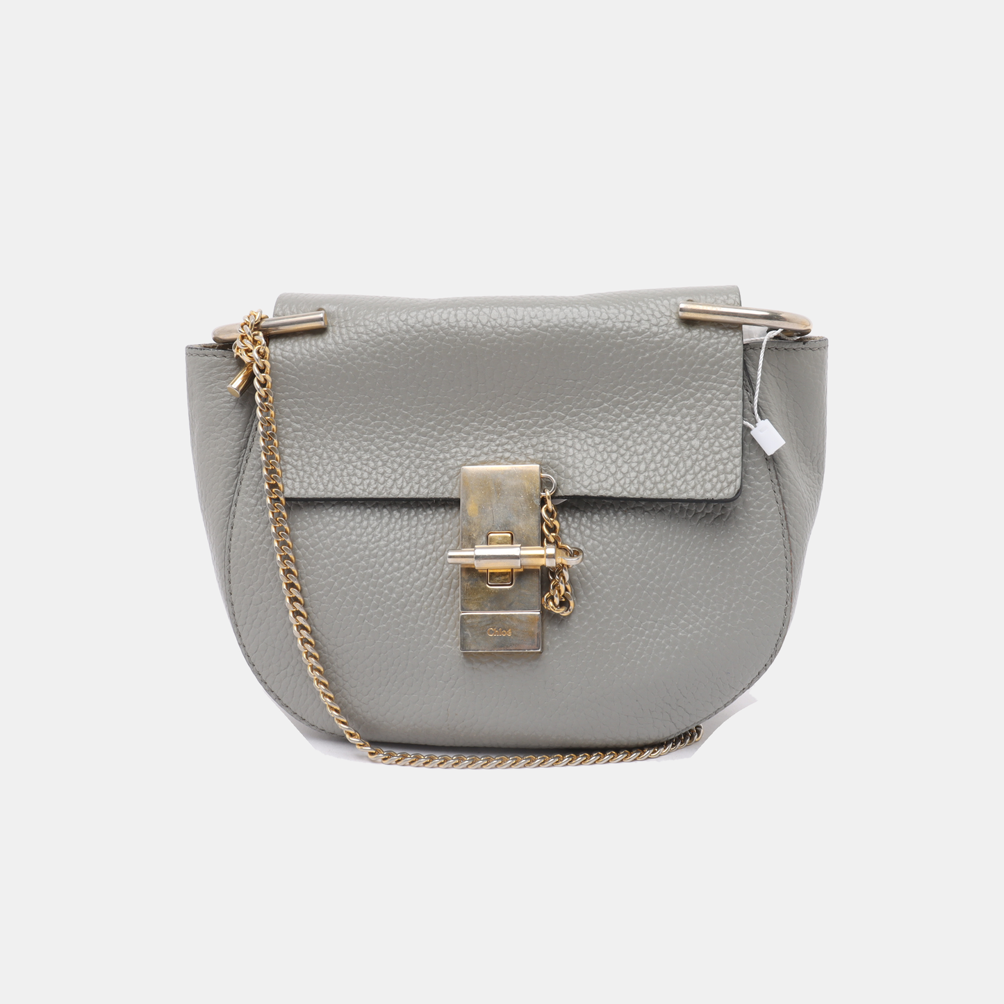 Chloé Drew mini Gray Calf Leather Piggy Bag Single Shoulder Bag Golden hardware Removable shoulder strap-(SKU)-13014062
