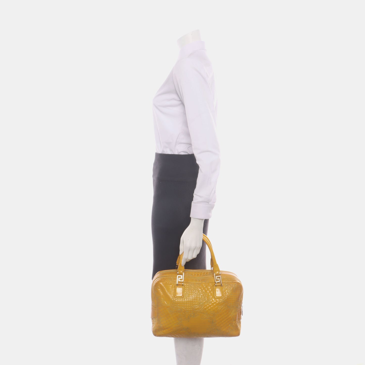 VERSACE Yellow Patent Leather Quilted Handbag Golden hardware-(SKU)-930265862