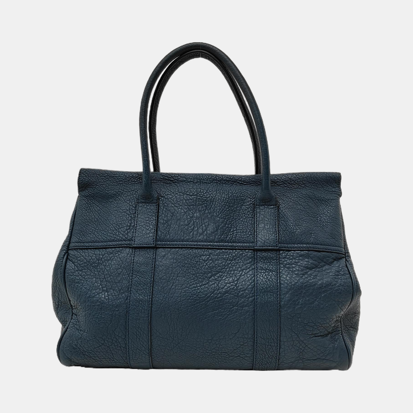 Mulberry Bayswater Large size Dark Blue Cowhide Handbag Single Shoulder Bag Golden hardware-(SKU)-940347646