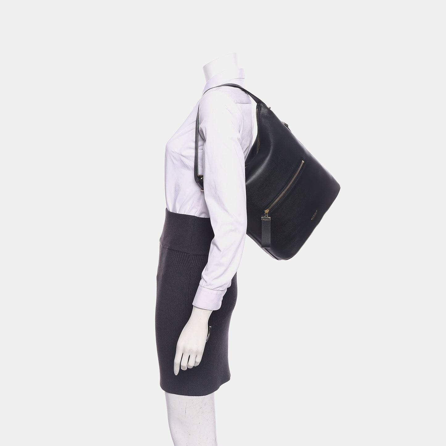 MODALU Bucket bag Black Leather Single Shoulder Bag Handbag Crossbody Golden hardware Removable shoulder strap-(SKU)-14487317