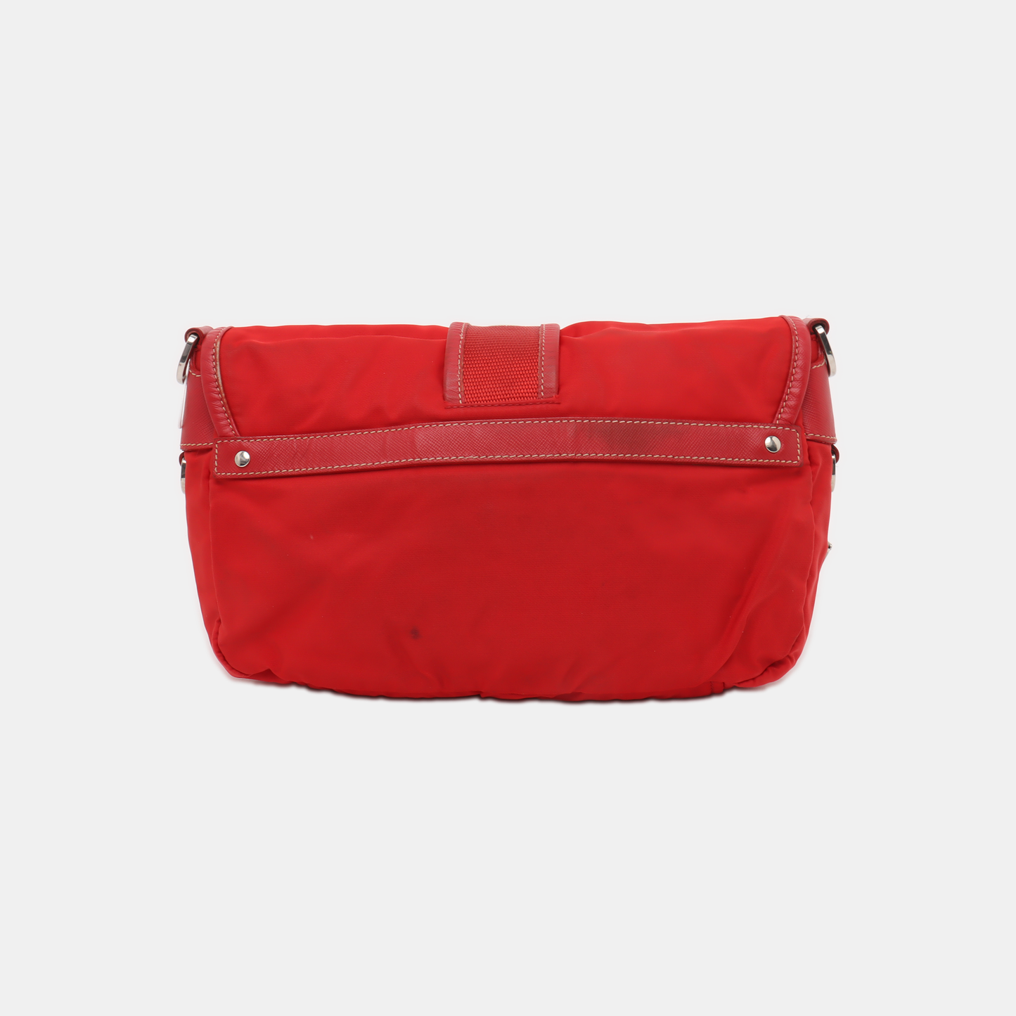 PRADA Red Nylon Single Shoulder Bag Silver Hardware Removable shoulder strap-(SKU)-939884646