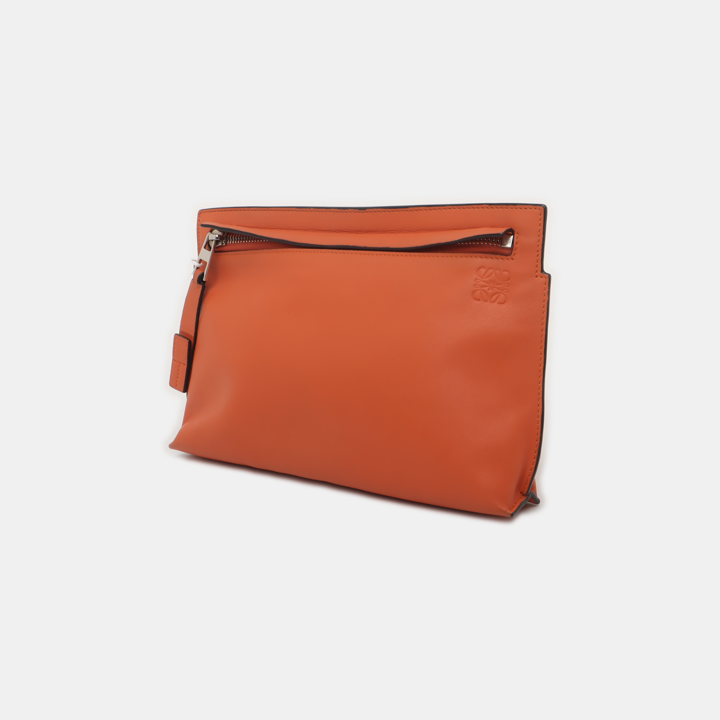 LOEWE T Pouch Orange Cowhide Crackle Handbag Golden hardware-(SKU)-940021177