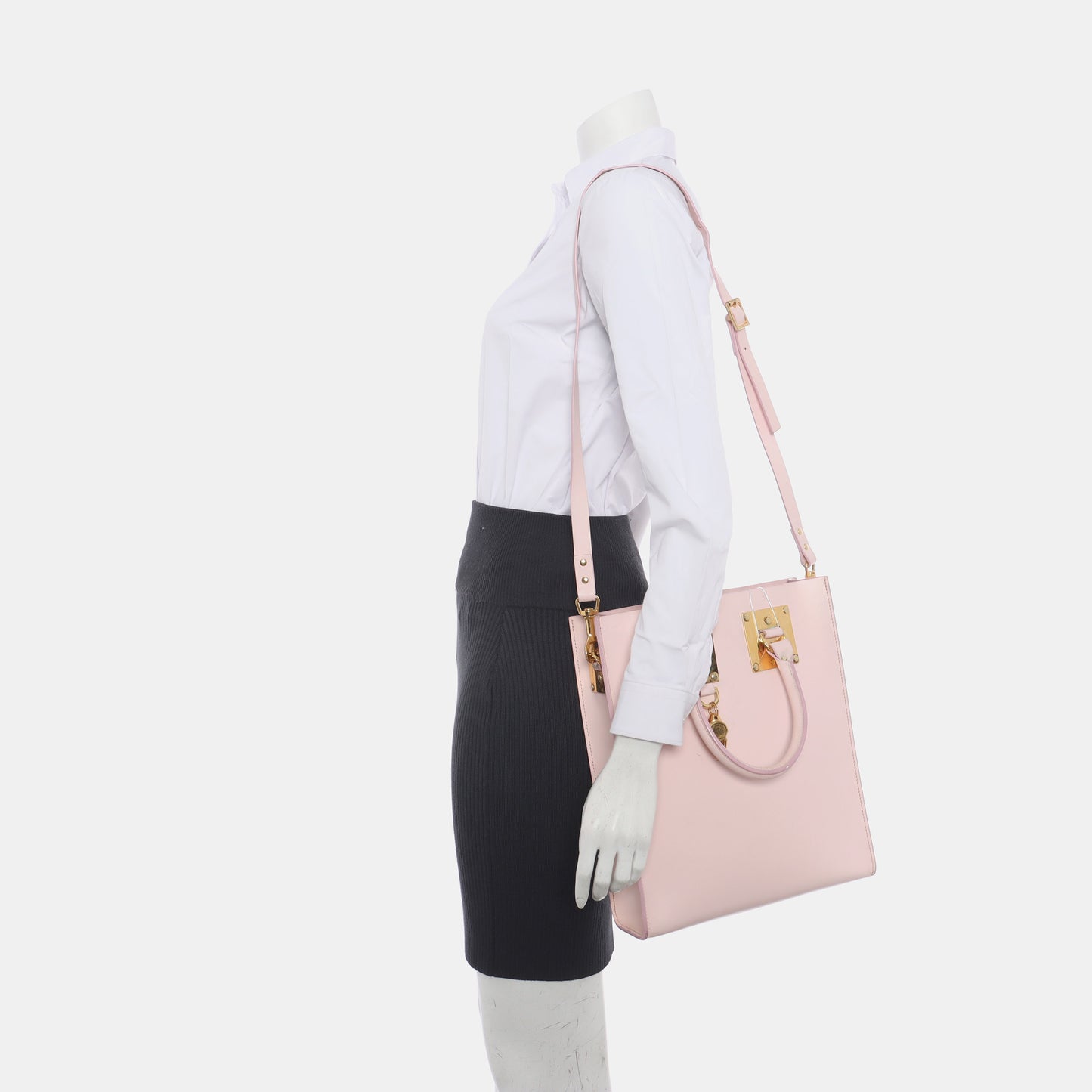 SOPHIE HULME Tote bag Pink Cowhide Single Shoulder Bag Tote Golden hardware Removable shoulder strap-(SKU)-11189171