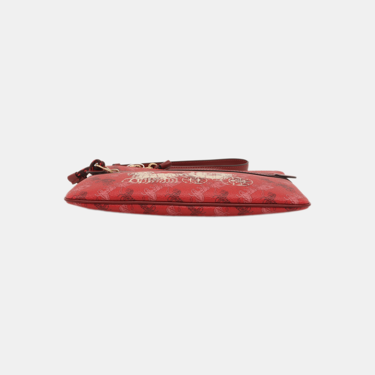COACH ACADEMY Red Coated Canvas Carriage Tote Bag Clutch Golden hardware-(SKU)-14078006
