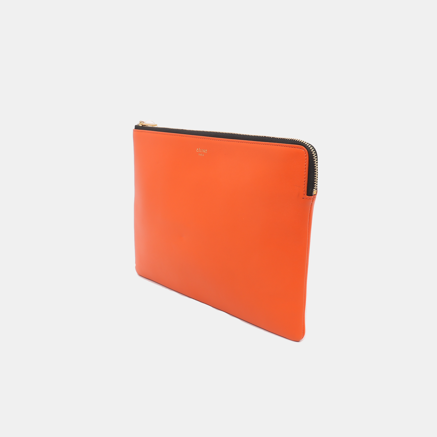 CELINE SOLO Orange Calfskin Handbag Golden hardware-(SKU)-14437667
