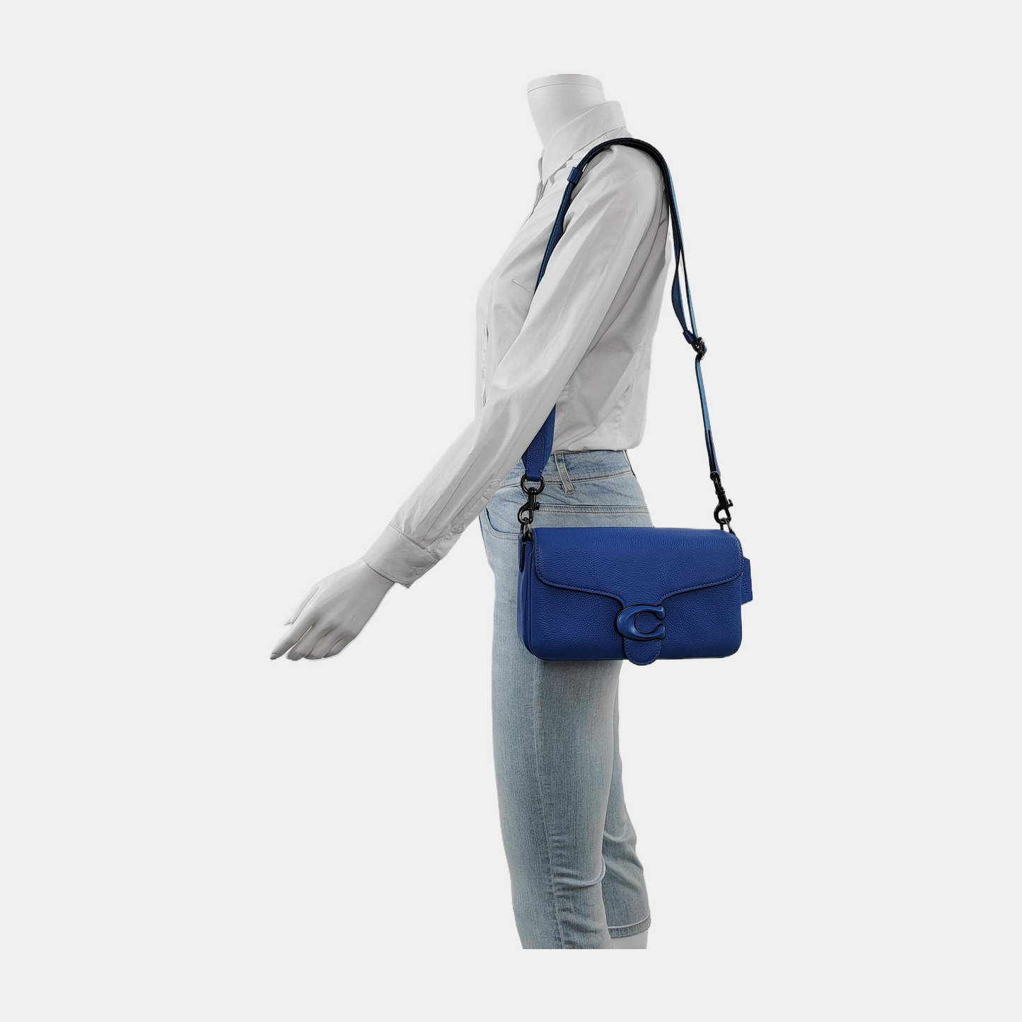 COACH PILLOW TABBY 26 Blue Cowhide Single Shoulder Bag Sling Bag Tote Silver Hardware Removable shoulder strap-(SKU)-943358336