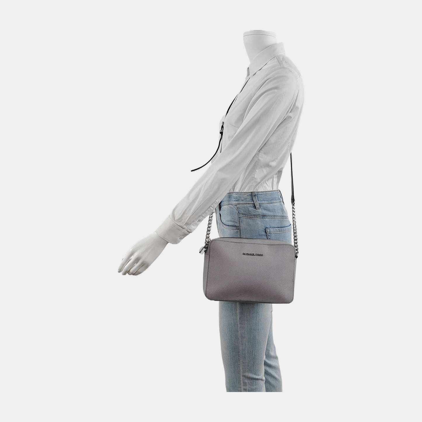 MICHAEL KORS Camera Bag Medium size Light Purple Leather Embossed Single Shoulder Crossbody Bag Silver Hardware-(SKU)-942697906