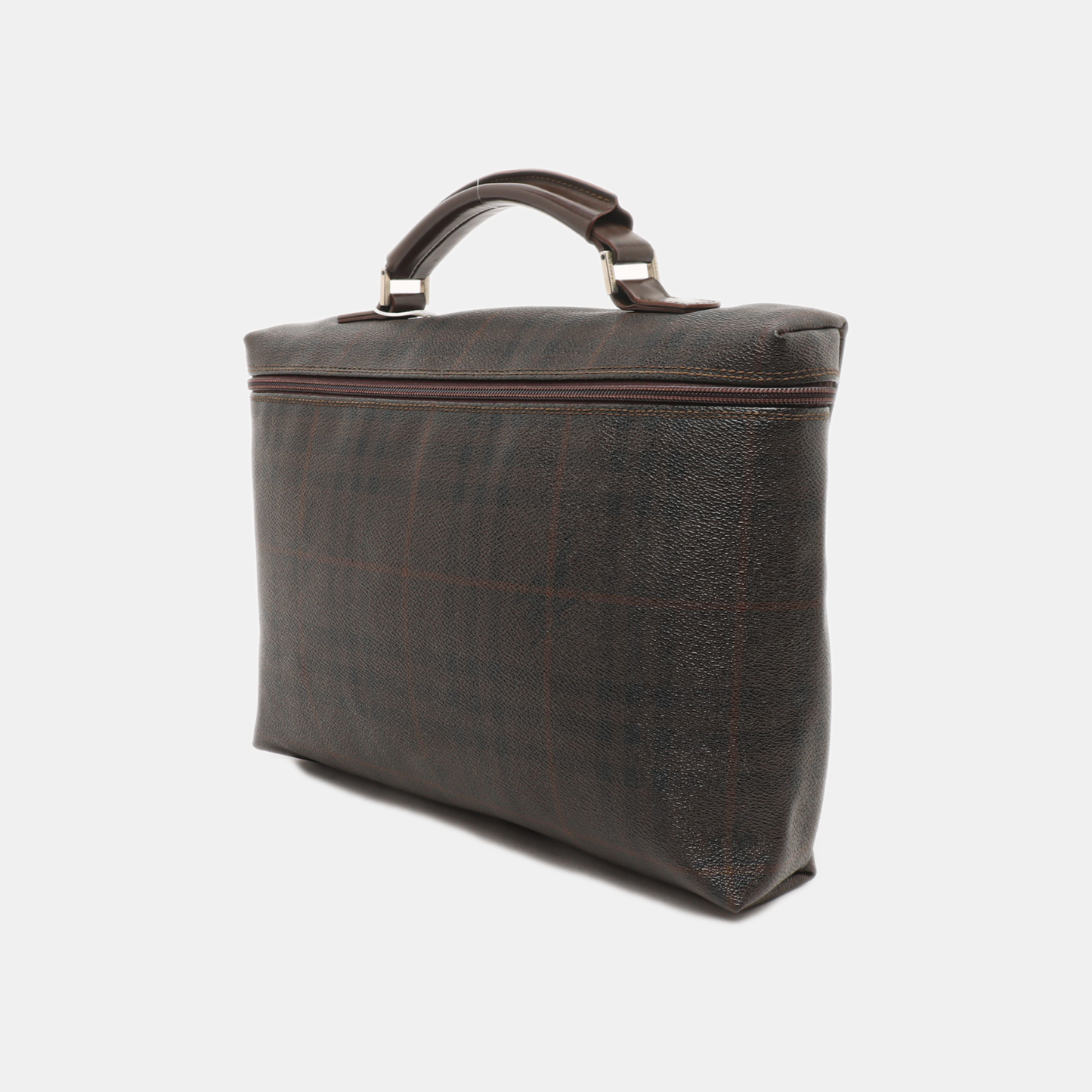 BURBERRY Dark brown coated canvas printed handbag Silver Hardware-(SKU)-14497156
