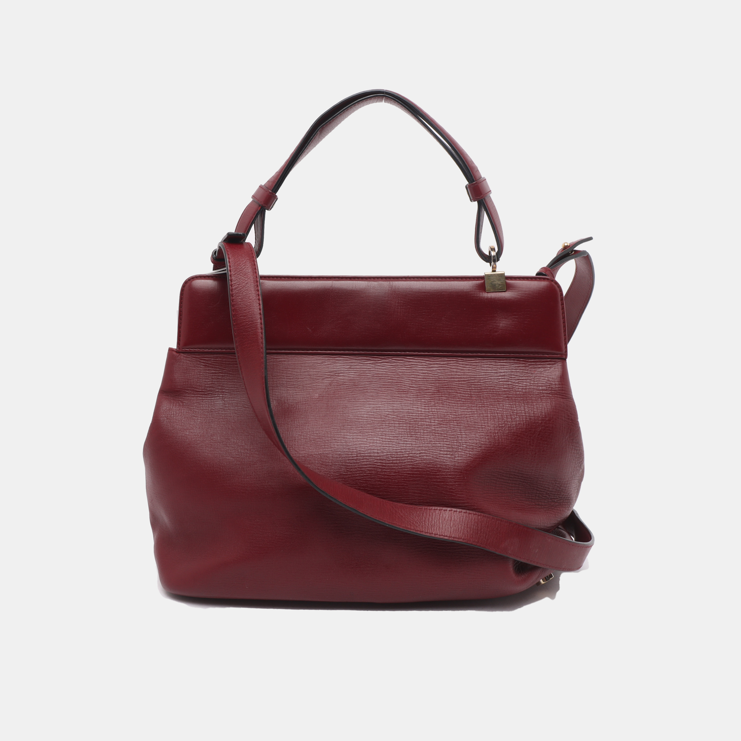 BVLGARI ISABELLA ROSSELLINI Burgundy Cowhide Single Shoulder Bag Handbag Crossbody Golden hardware Removable shoulder strap-(SKU)-931850112