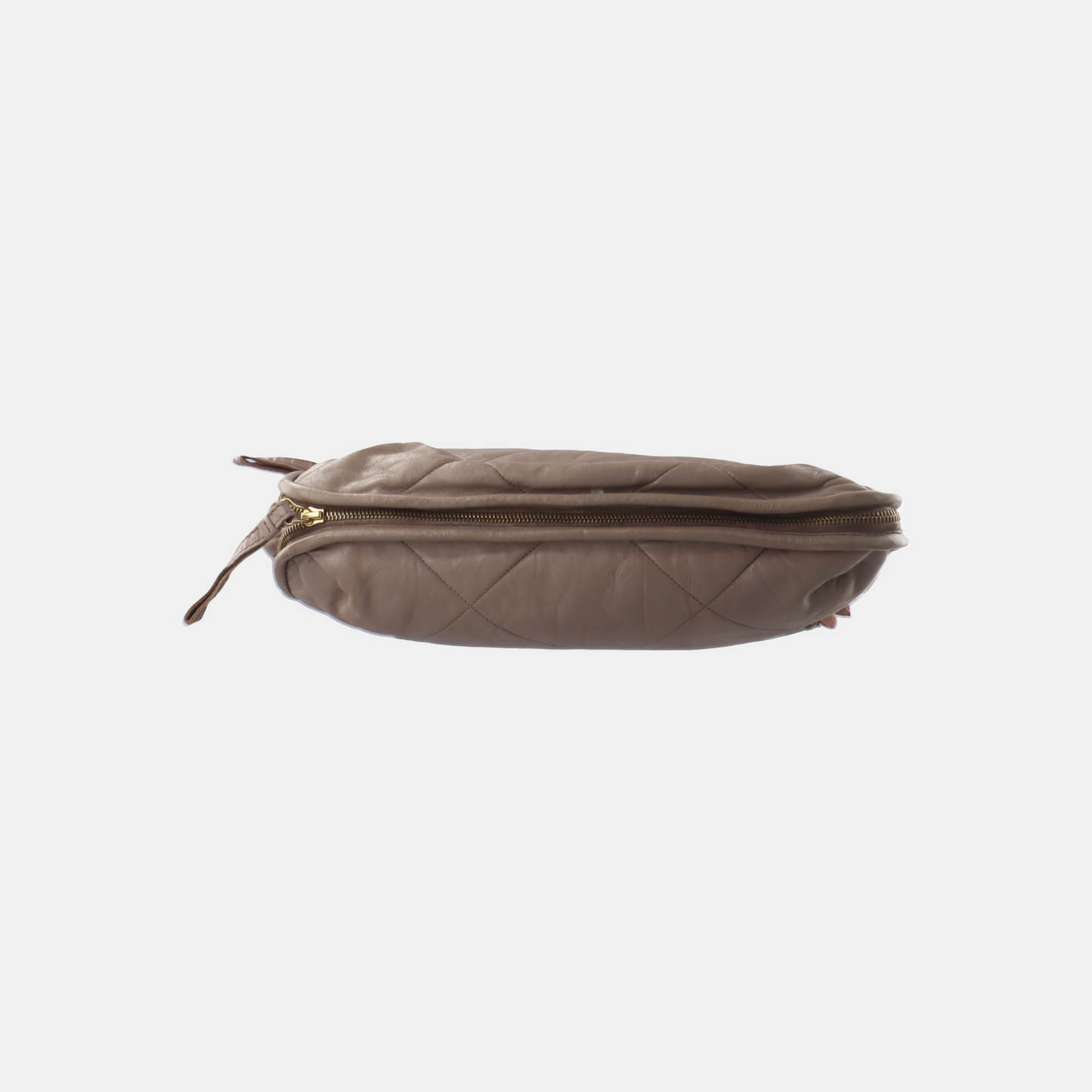 LANVIN Grey Leather Quilted Single Shoulder Bag Gold Brown Hardware-(SKU)-14232379