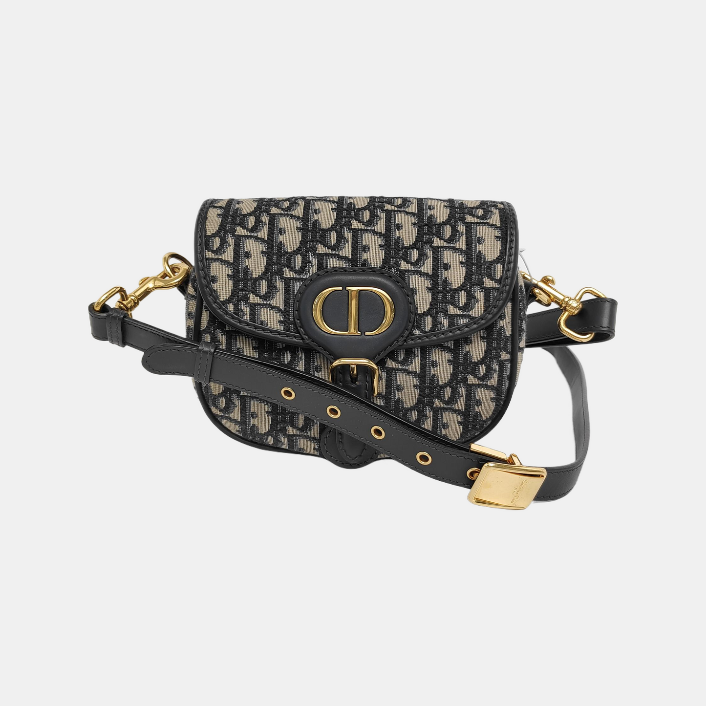 DIOR Bobby Small Blue Canvas Monogram Single Shoulder Bag Tote Bag Crossbody Bag with Gold Hardware Removable Strap-(SKU)-945284031