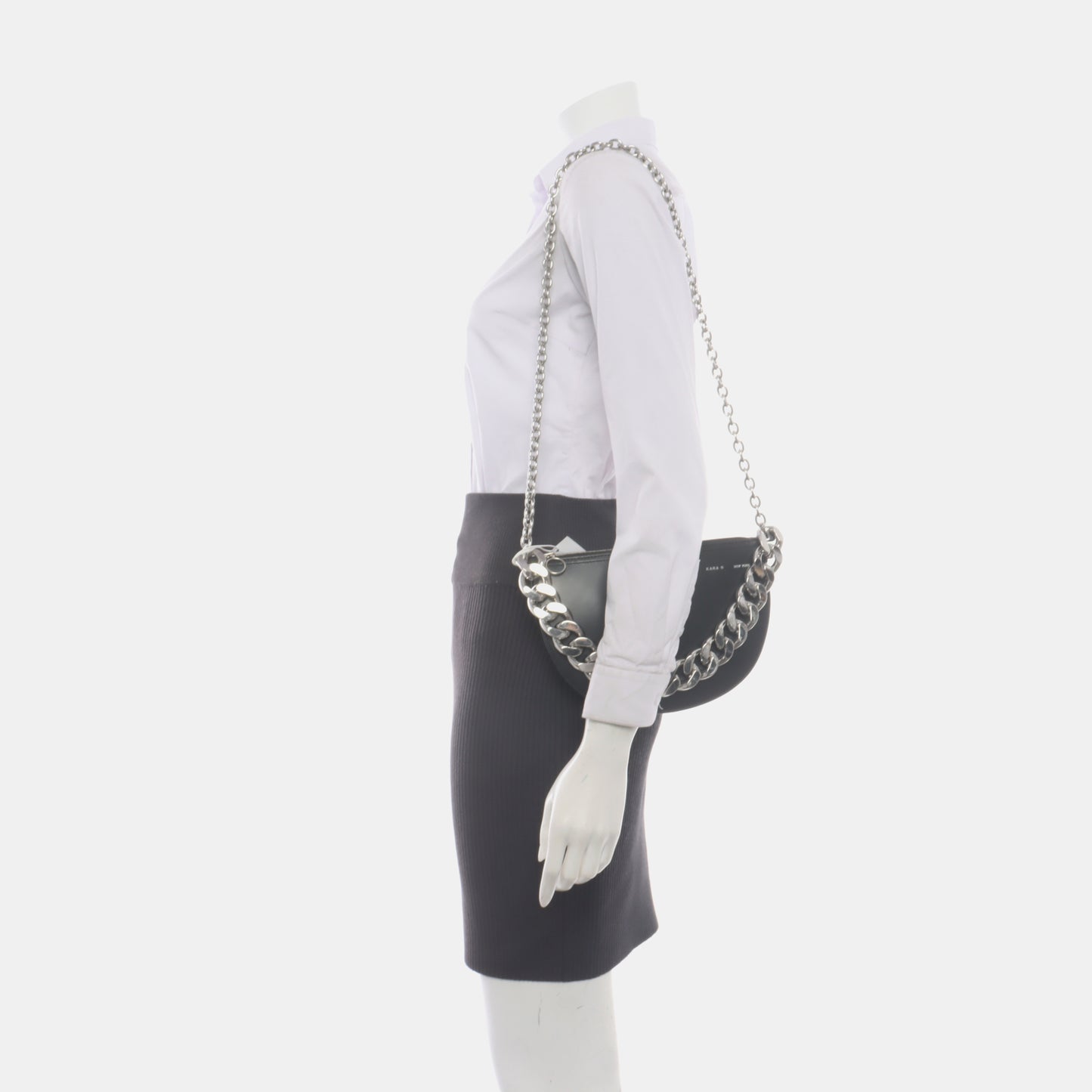 Kara Black Cowhide Single Shoulder Bag Tote Bag Silver Hardware-(SKU)-934780110