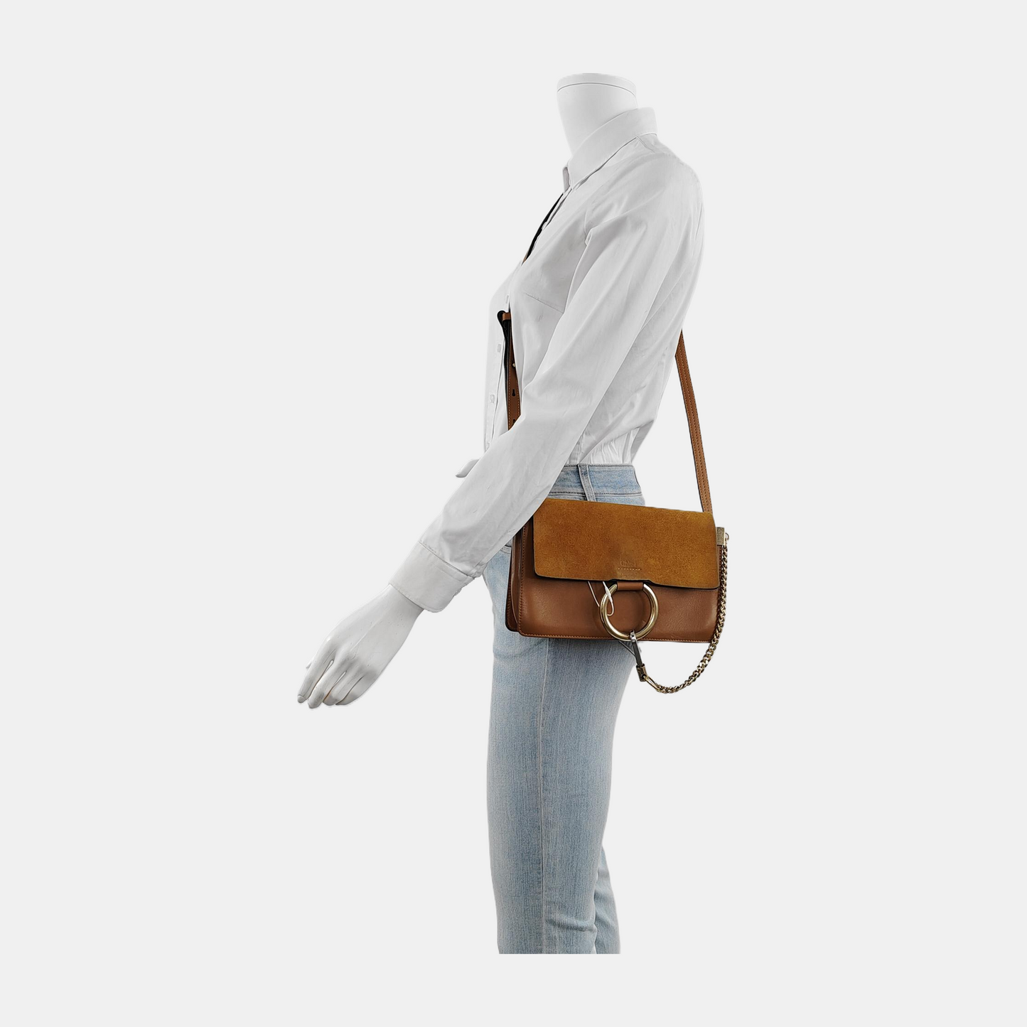 Chloé Faye Small size Brown Leather Crossbody Single Shoulder Bag Golden Silver Hardware-(SKU)-942554475