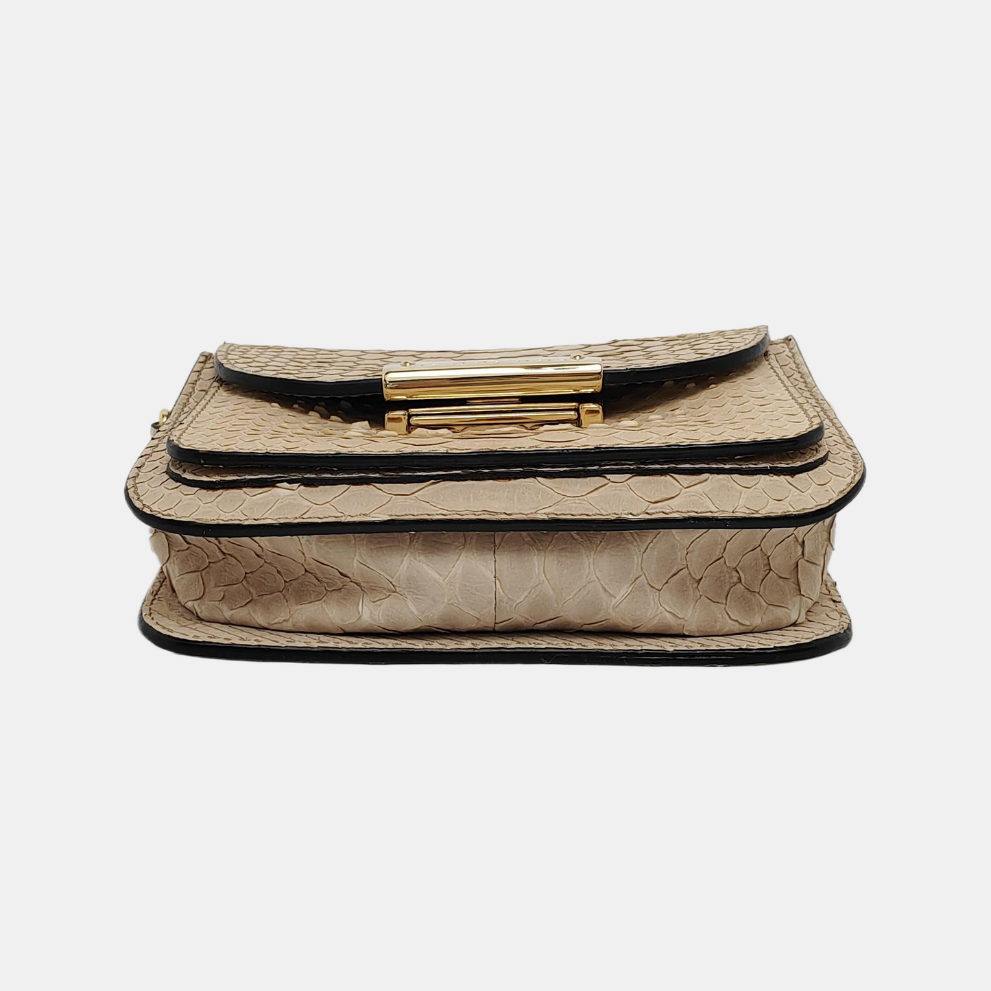 BURBERRY Langley Light Gray Leather Snake Pattern Single Shoulder Bag Crossbody Bag Golden hardware Removable shoulder strap-(SKU)-945572337
