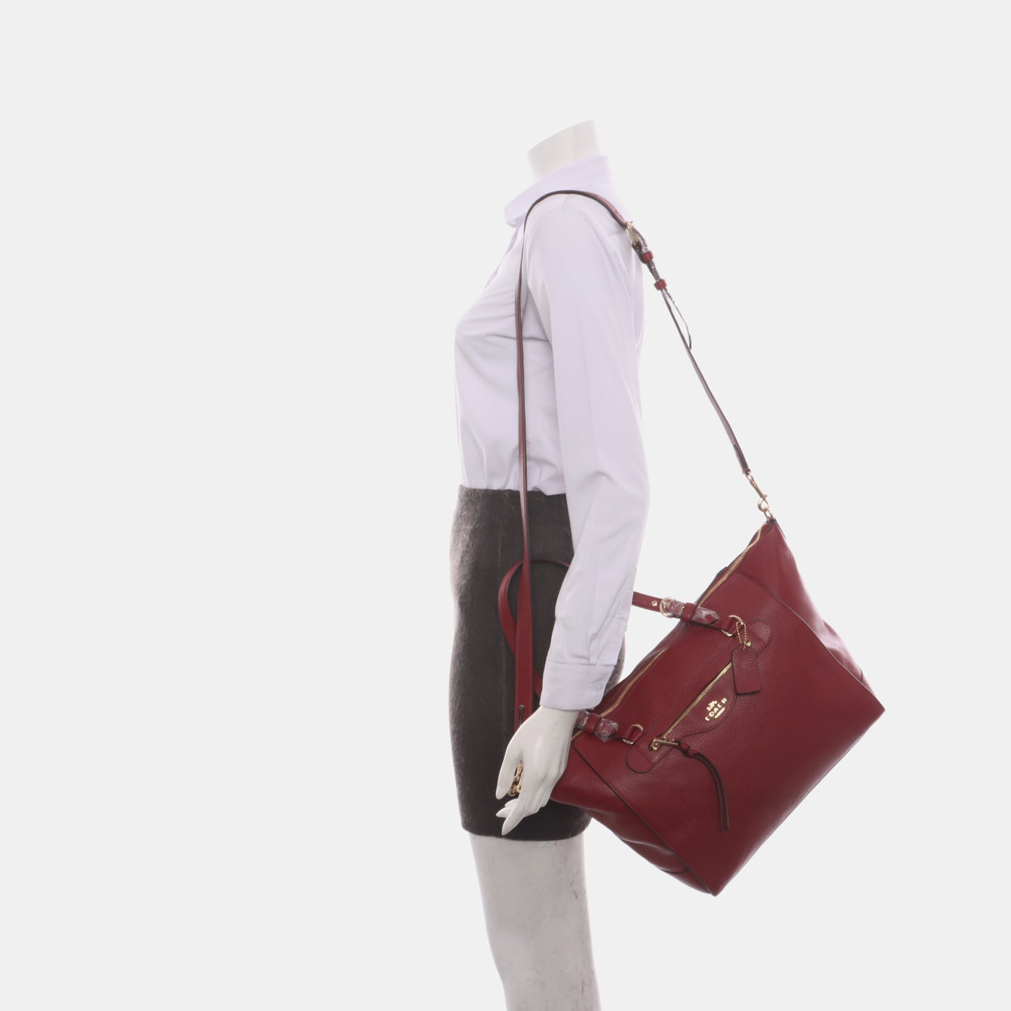 COACH PRAIRIE Red Leather Carriage Single Shoulder Bag Golden hardware Removable shoulder strap-(SKU)-14428305