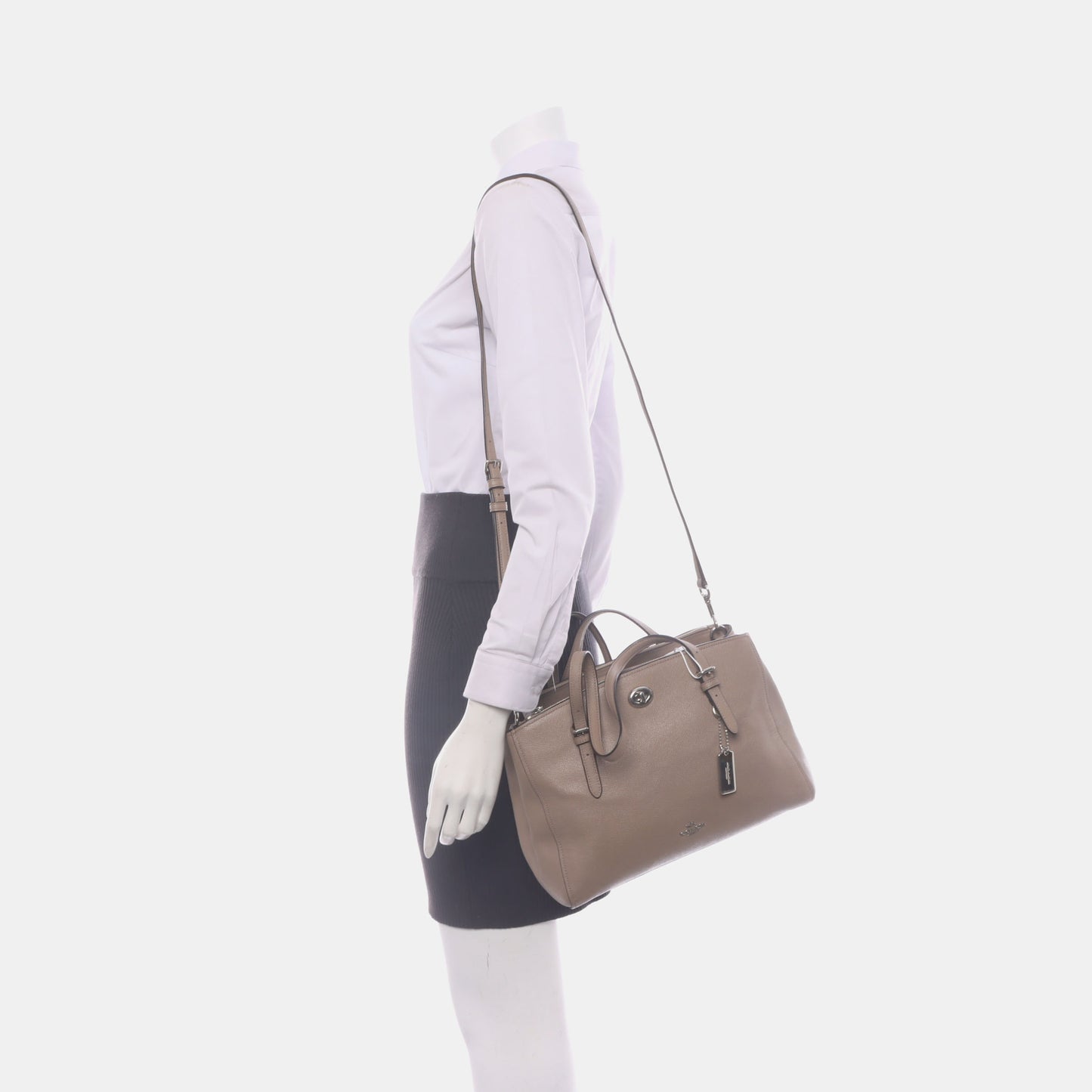 COACH RHYDER Gray Leather Carriage Single Shoulder Handbag Silver Hardware shoulder straps-(SKU)-932590203