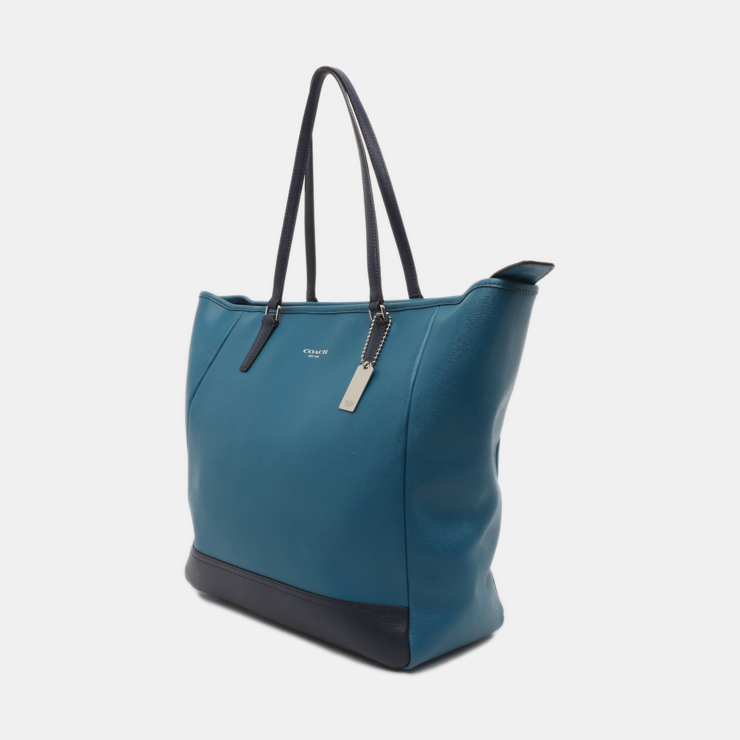 COACH Tote bag Blue Leather Shoulder Bag Handbag Silver Hardware-(SKU)-930395155