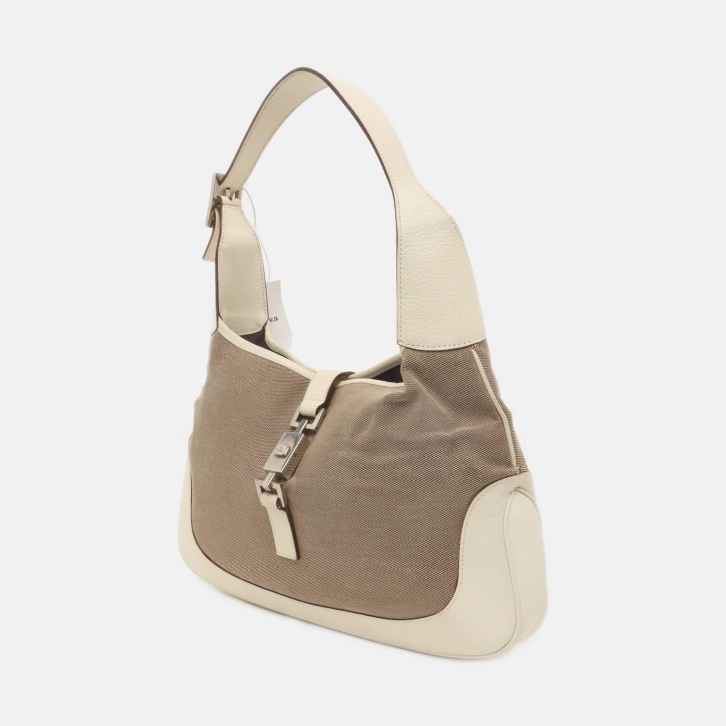 GUCCI Bardot Ebony Coated Canvas Single Shoulder Bag Handbag Silver Hardware-(SKU)-939776202