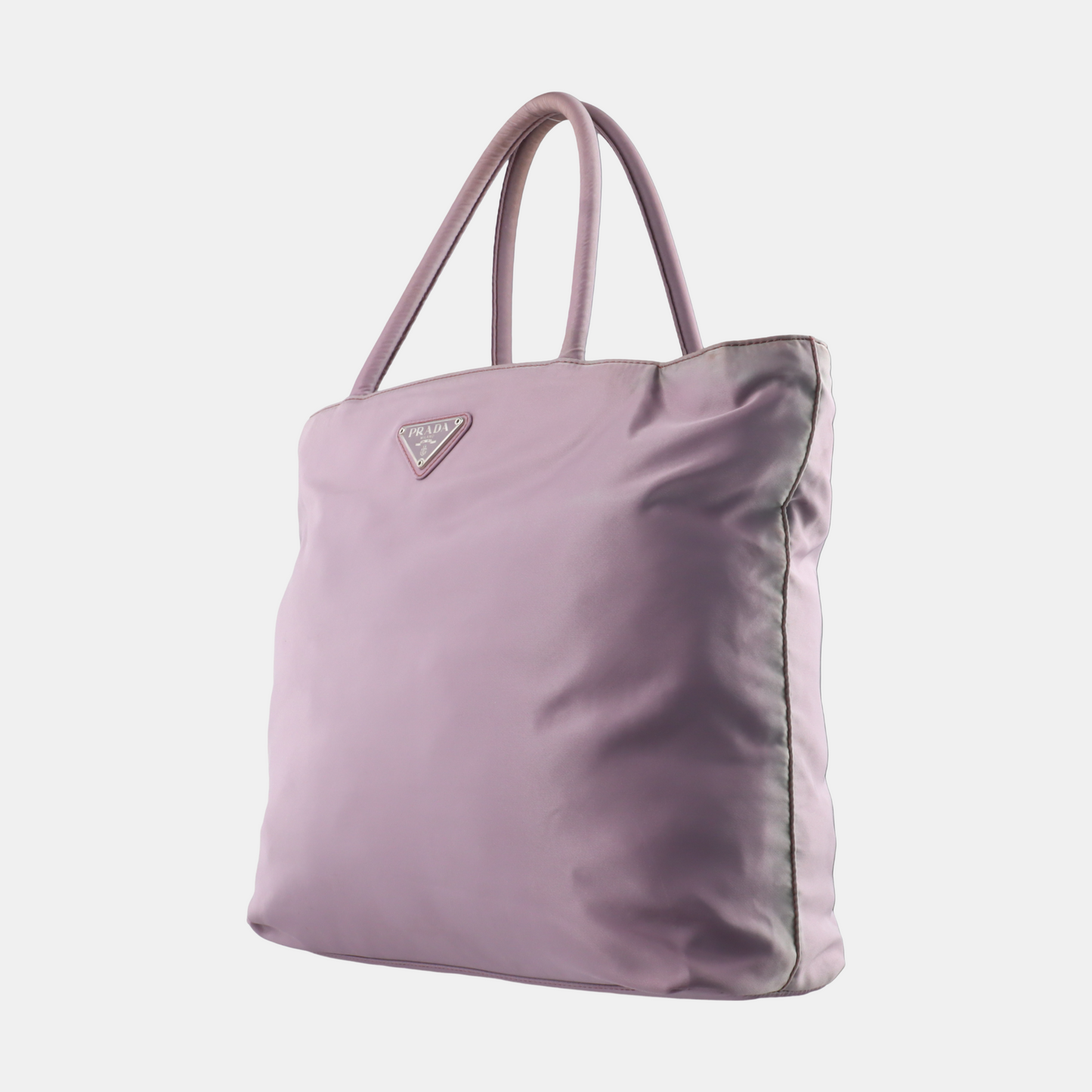 PRADA Tote bag Lavender Nylon Logo Tote Bag Single Shoulder Bag Silver Hardware-(SKU)-13802237