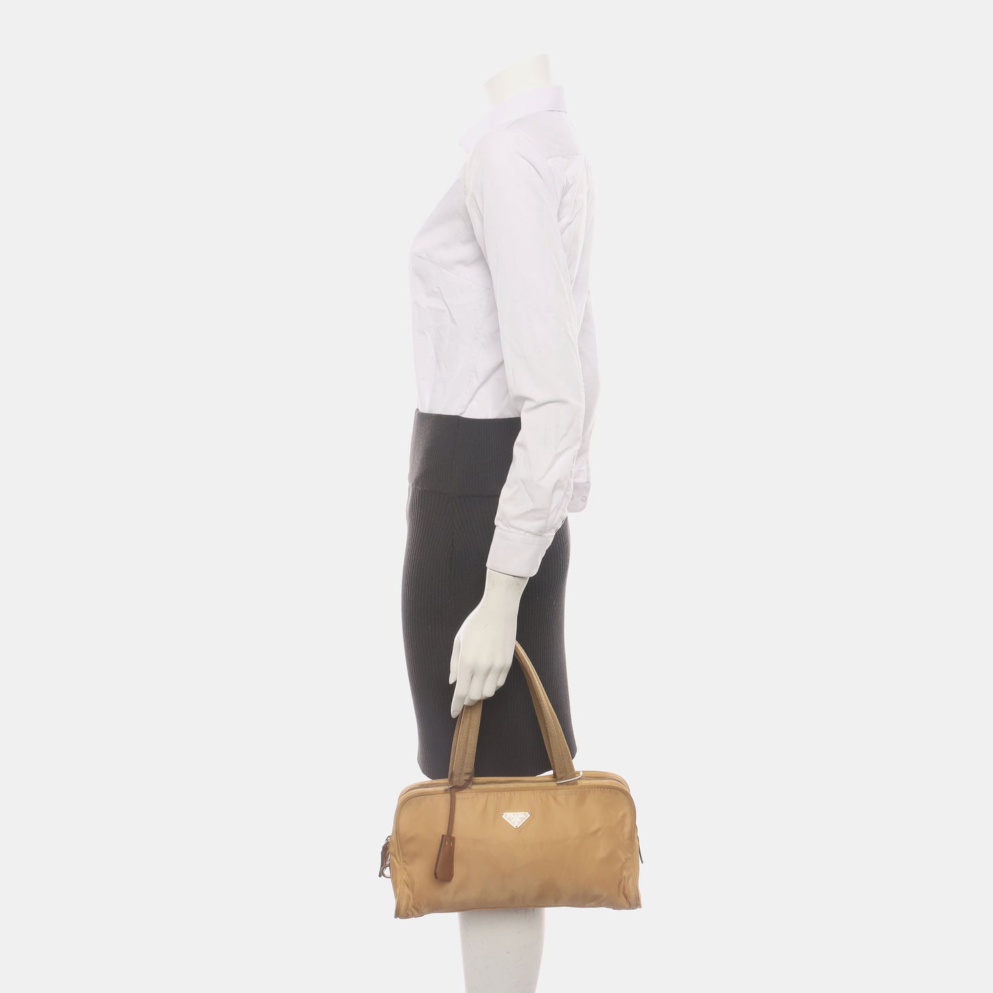 PRADA Tote bag Khaki Leather Logo Handbag Golden hardware-(SKU)-937766784