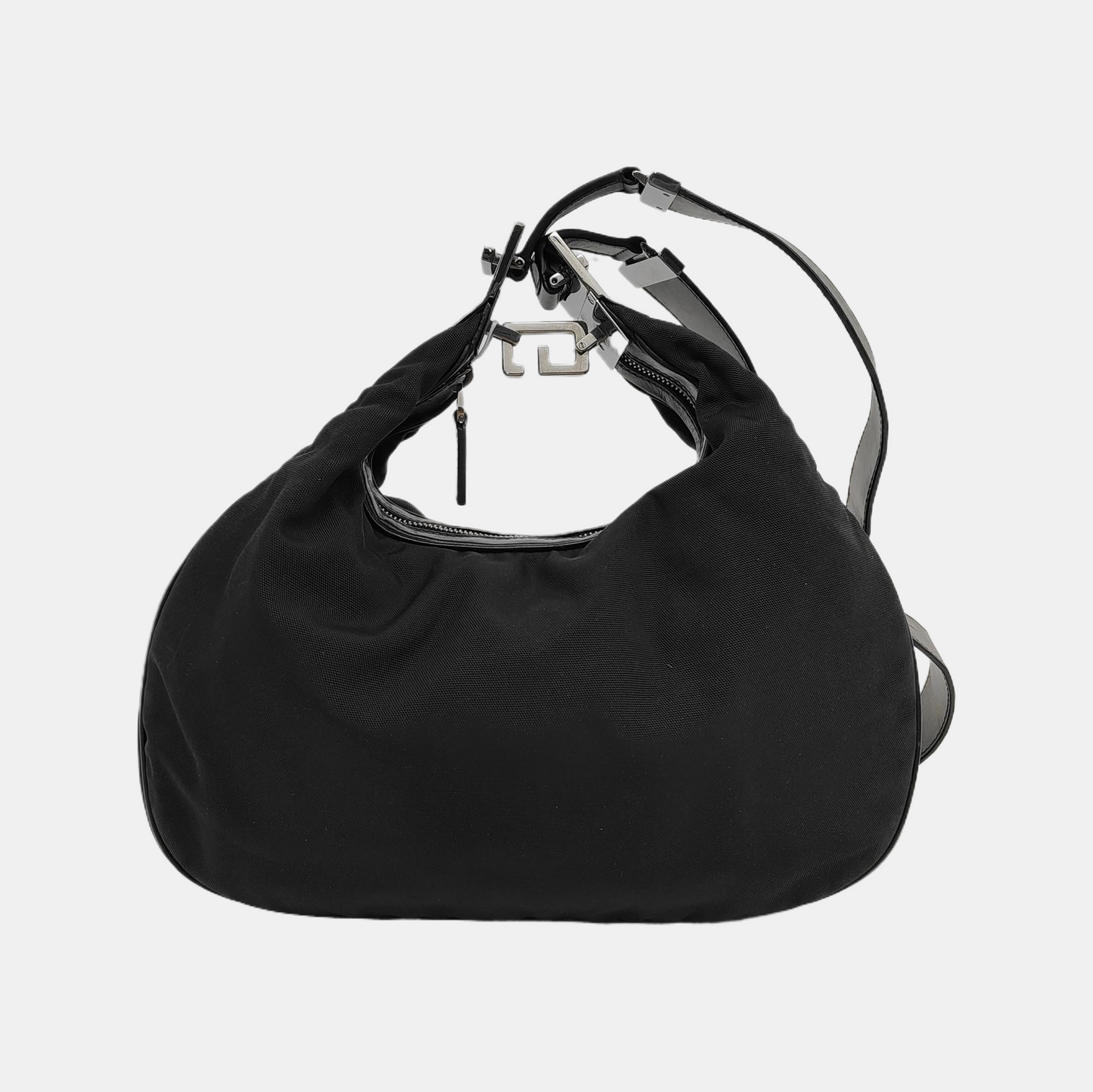 GUCCI Creole Black Canvas Single Shoulder Bag Tote Ruthenium color hardware-(SKU)-945095725