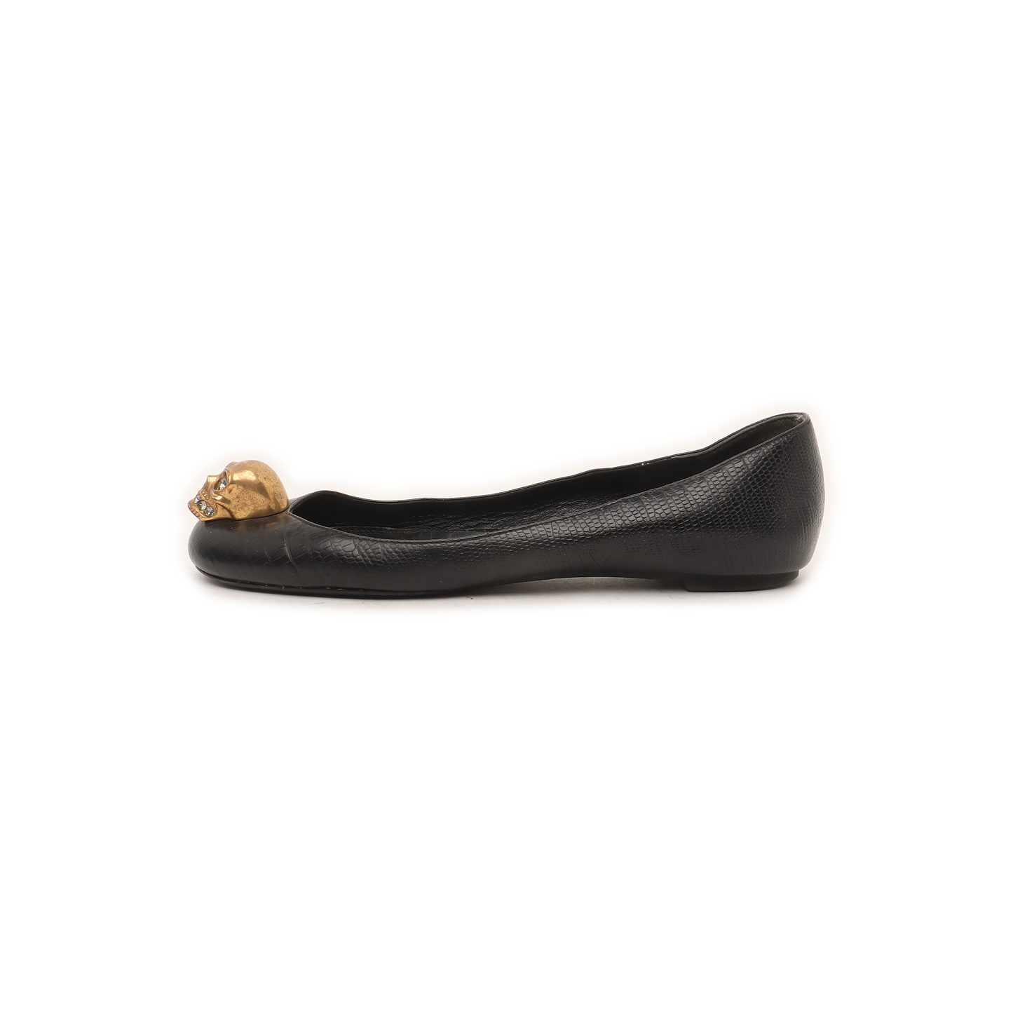Alexander McQUEEN 35.5code Spring/Autumn Black Leather Women's Low-Cut Low-Heel Loafers-(SKU)-939893716