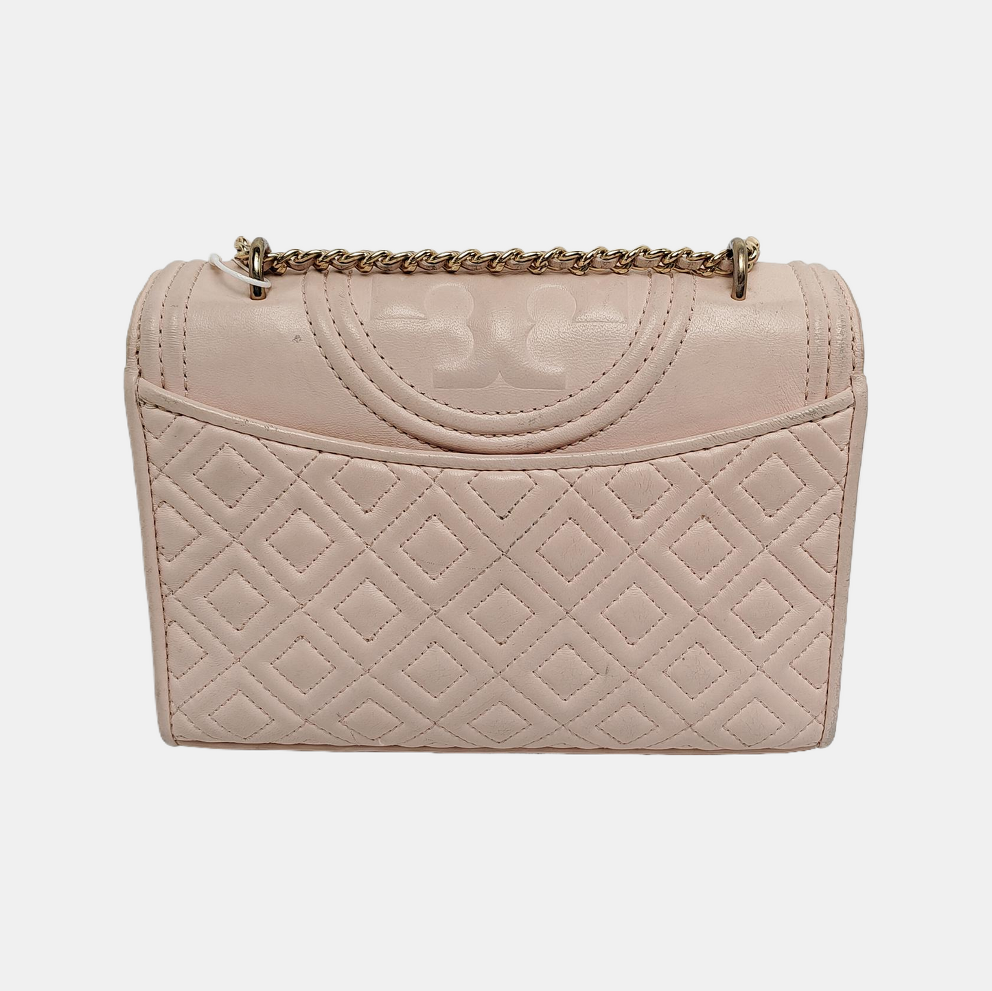 TORY BURCH Fleming Small size Pink Sheepskin Quilted Crossbody Bag Single Shoulder Bag Golden hardware-(SKU)-942795679