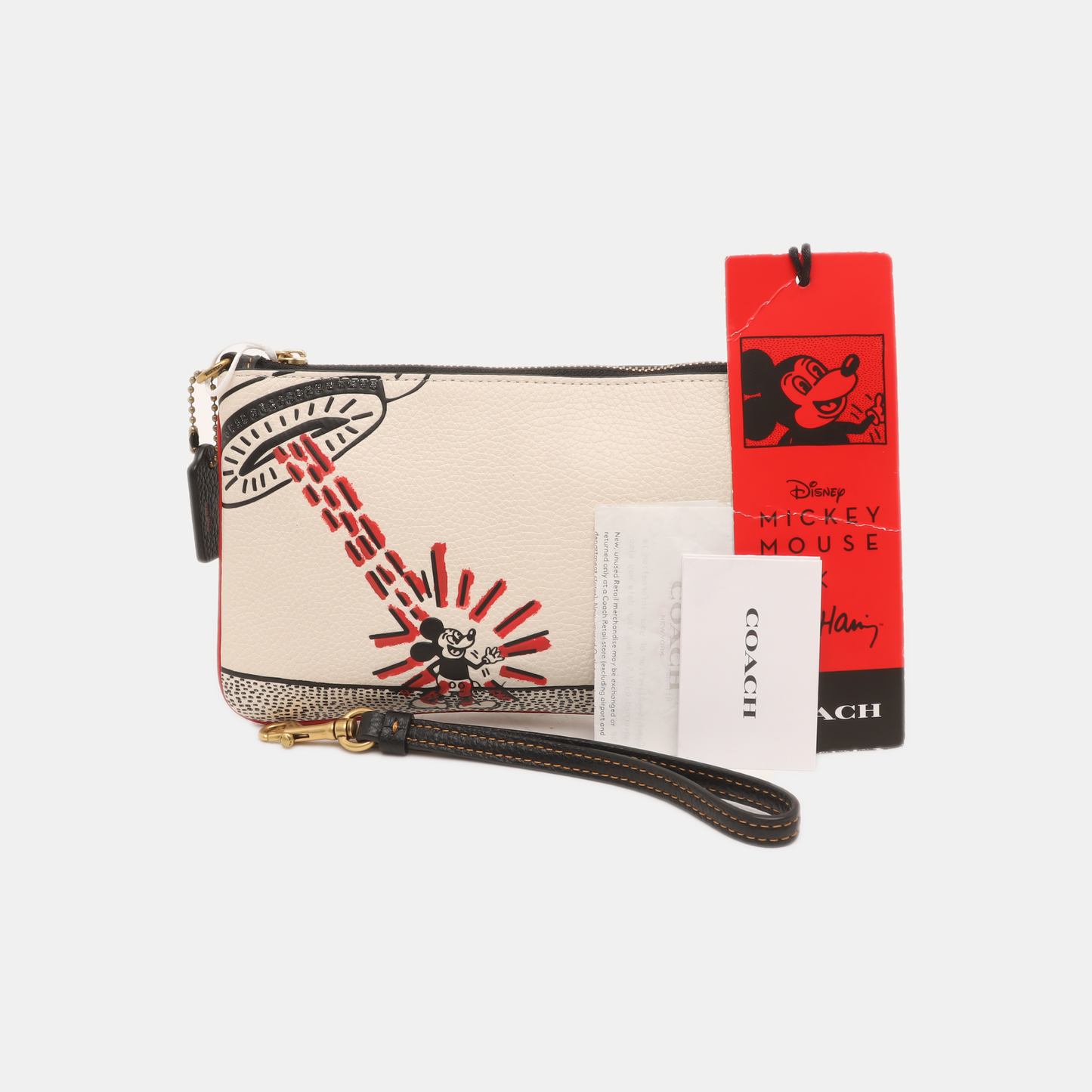 COACH Small size White Leather Printed Handbag Golden hardware-(SKU)-14243509