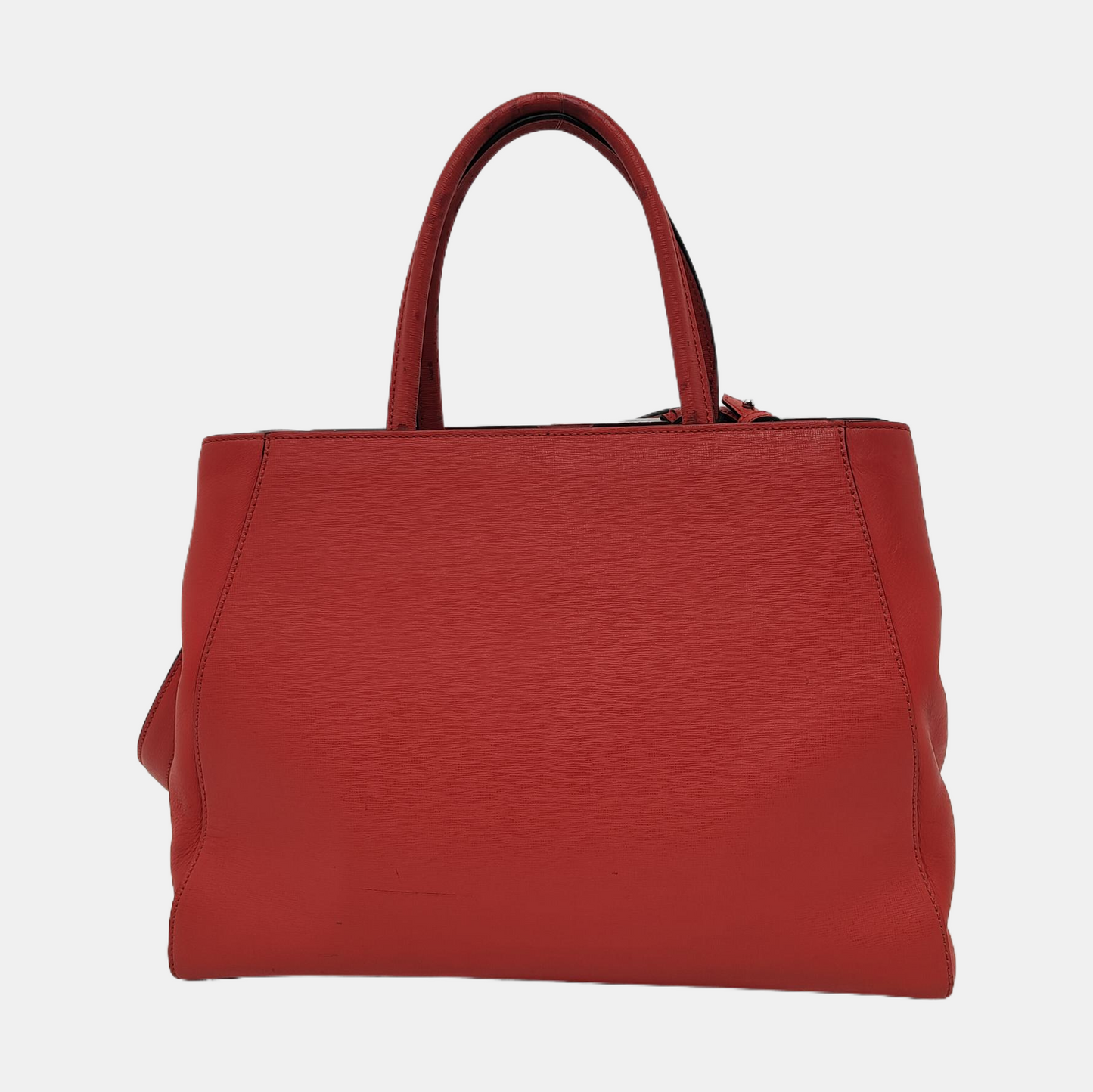 FENDI 2 Jours Medium size Red Calf Leather Crossbody Shoulder Bag Tote Silver Hardware Removable shoulder strap-(SKU)-945410745