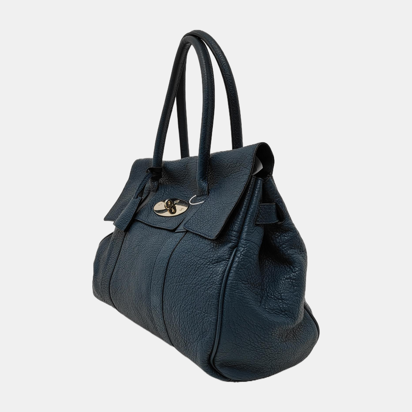 Mulberry Bayswater Large size Dark Blue Cowhide Handbag Single Shoulder Bag Golden hardware-(SKU)-940347646
