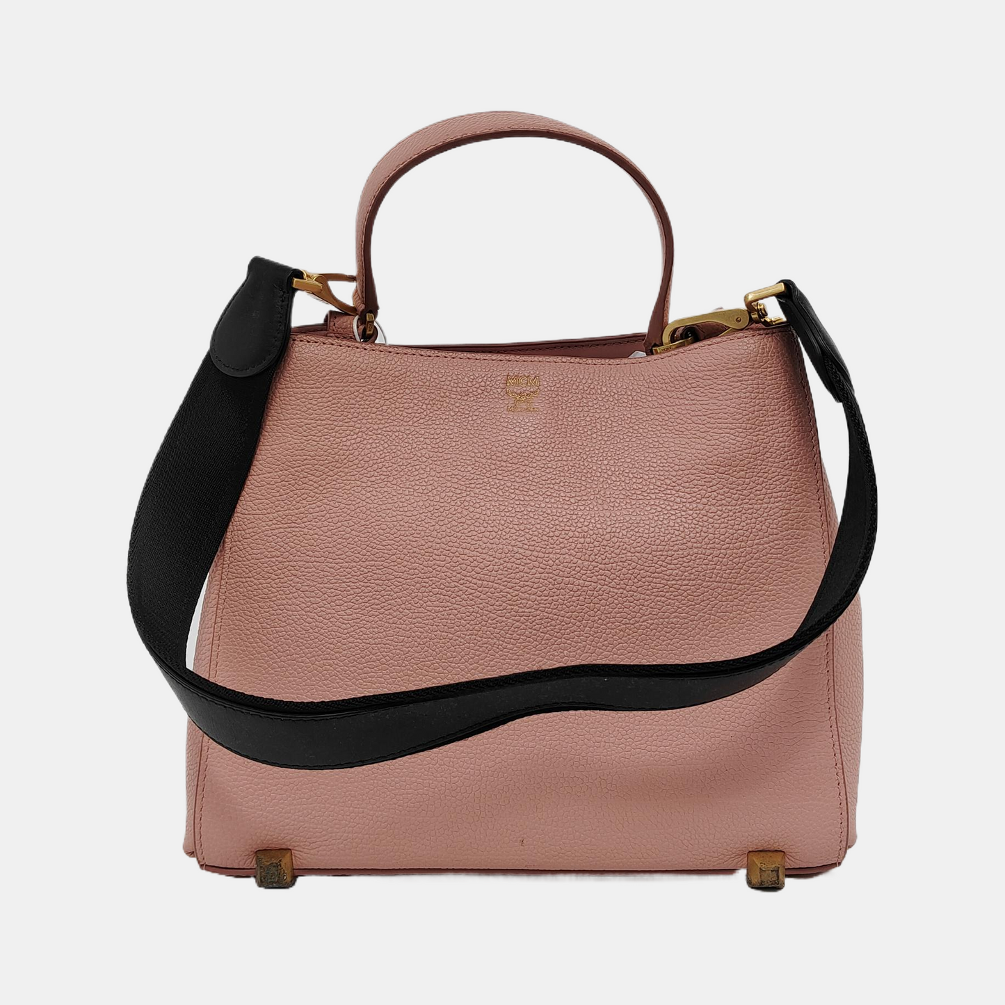 MCM Tote bag Pink Leather Studs Single Shoulder Bag Tote Bag Golden hardware Removable shoulder strap-(SKU)-944137906