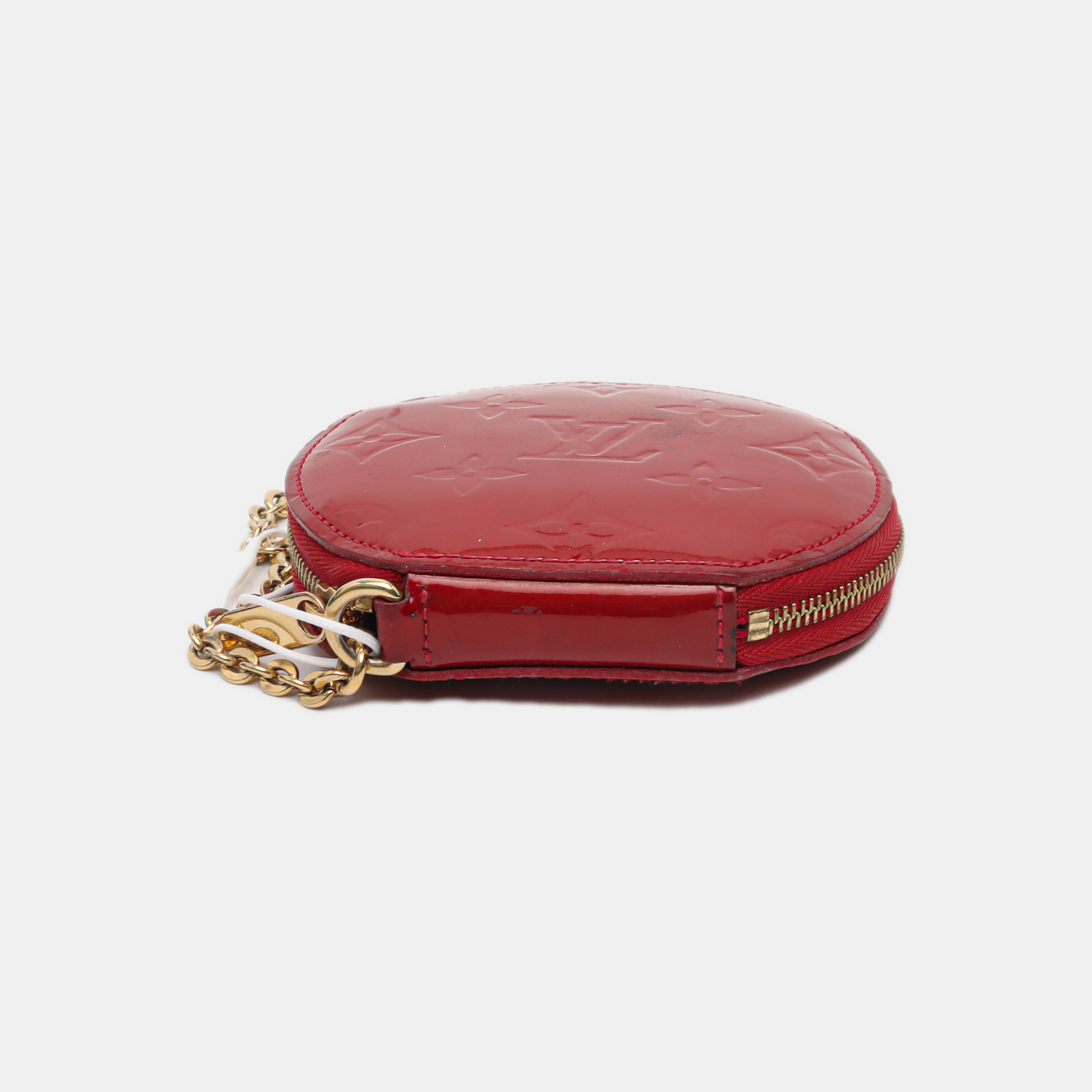 LOUIS VUITTON PORTE MONNAIE COUER Red Patent Leather Monogram Embossed Mini Wallet Golden hardware-(SKU)-14407174