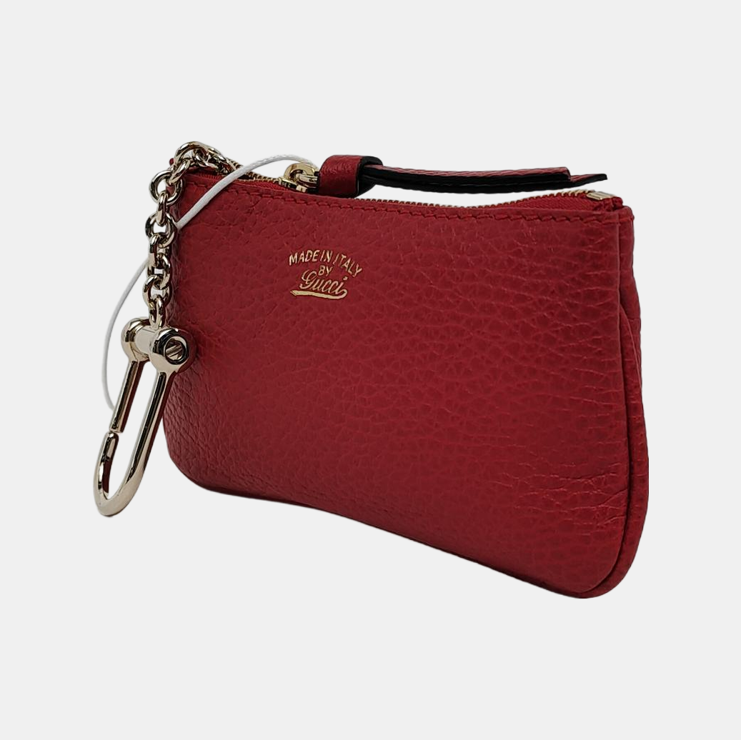 GUCCI Red Leather Change Purse Golden hardware-(SKU)-943942192